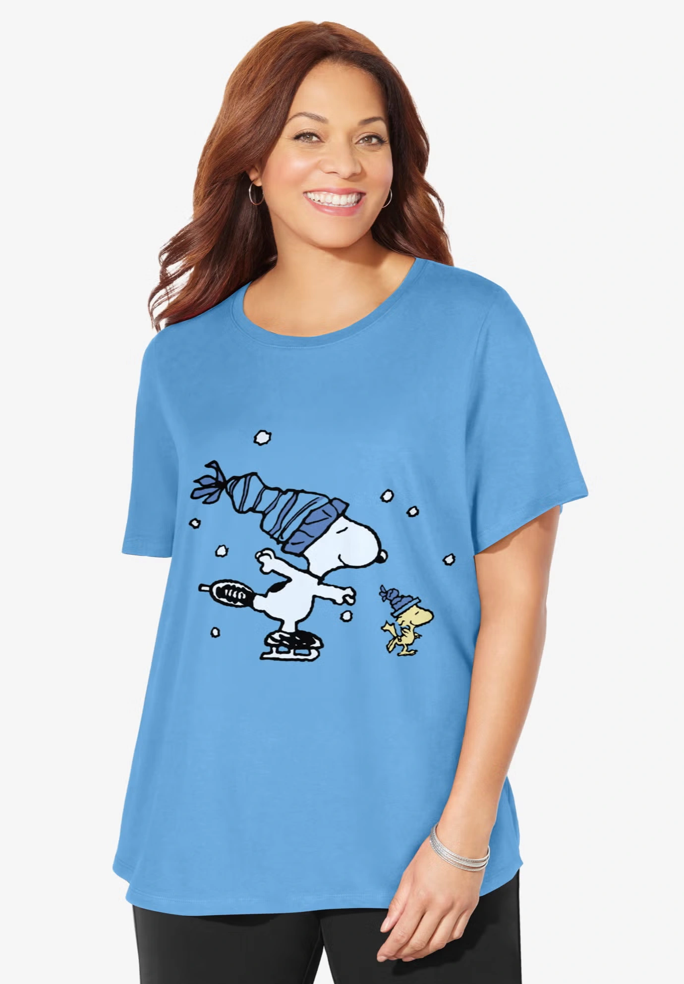 Peanuts Short Sleeve Christmas Snoopy Skates