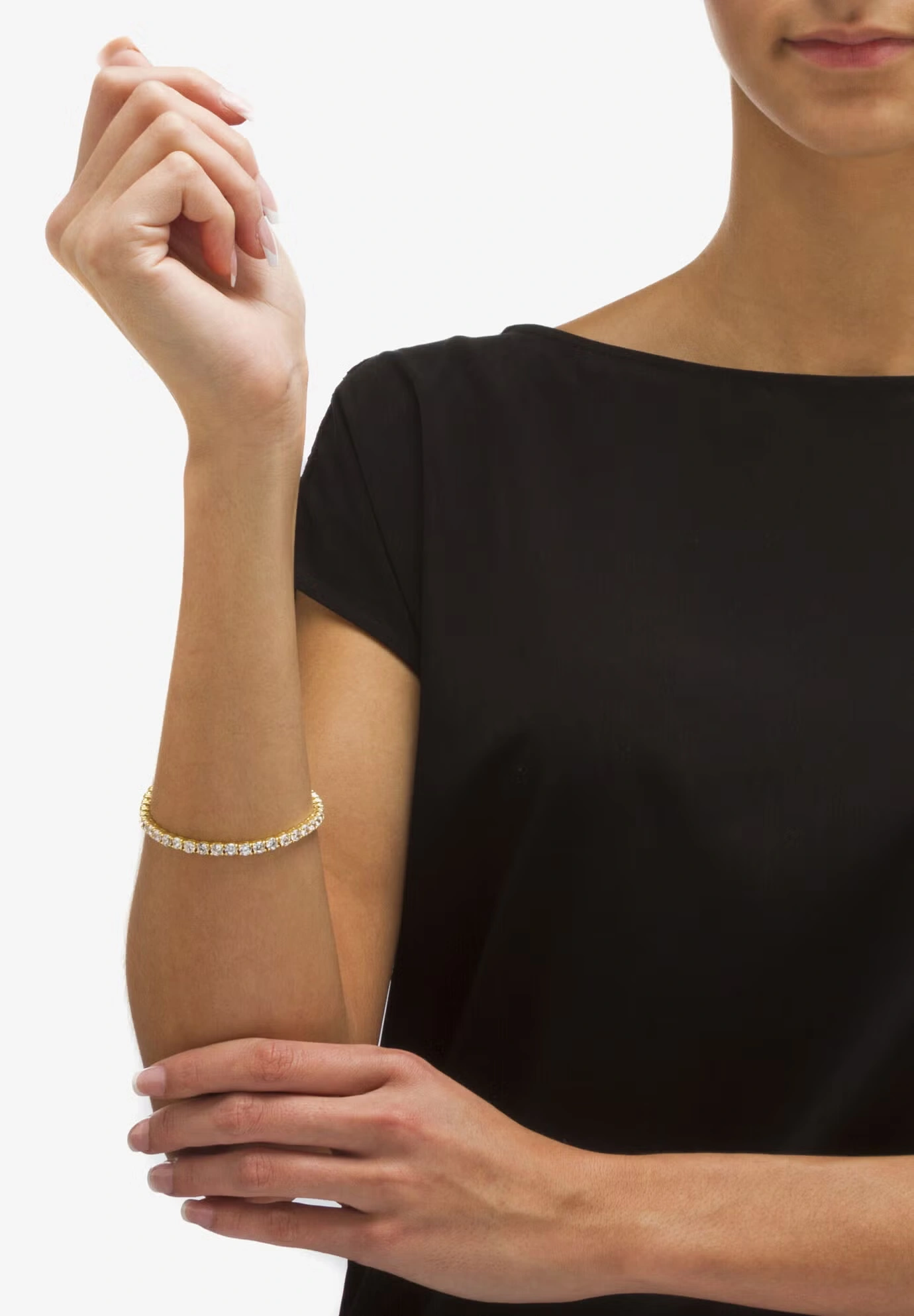 10.75 Tcw Round Cubic Zirconia Yellow Gold-Plated Tennis Bracelet 7.5" 3 10.75 Tcw Round Cubic Zirconia Yellow Gold-Plated Tennis Bracelet 7.5"