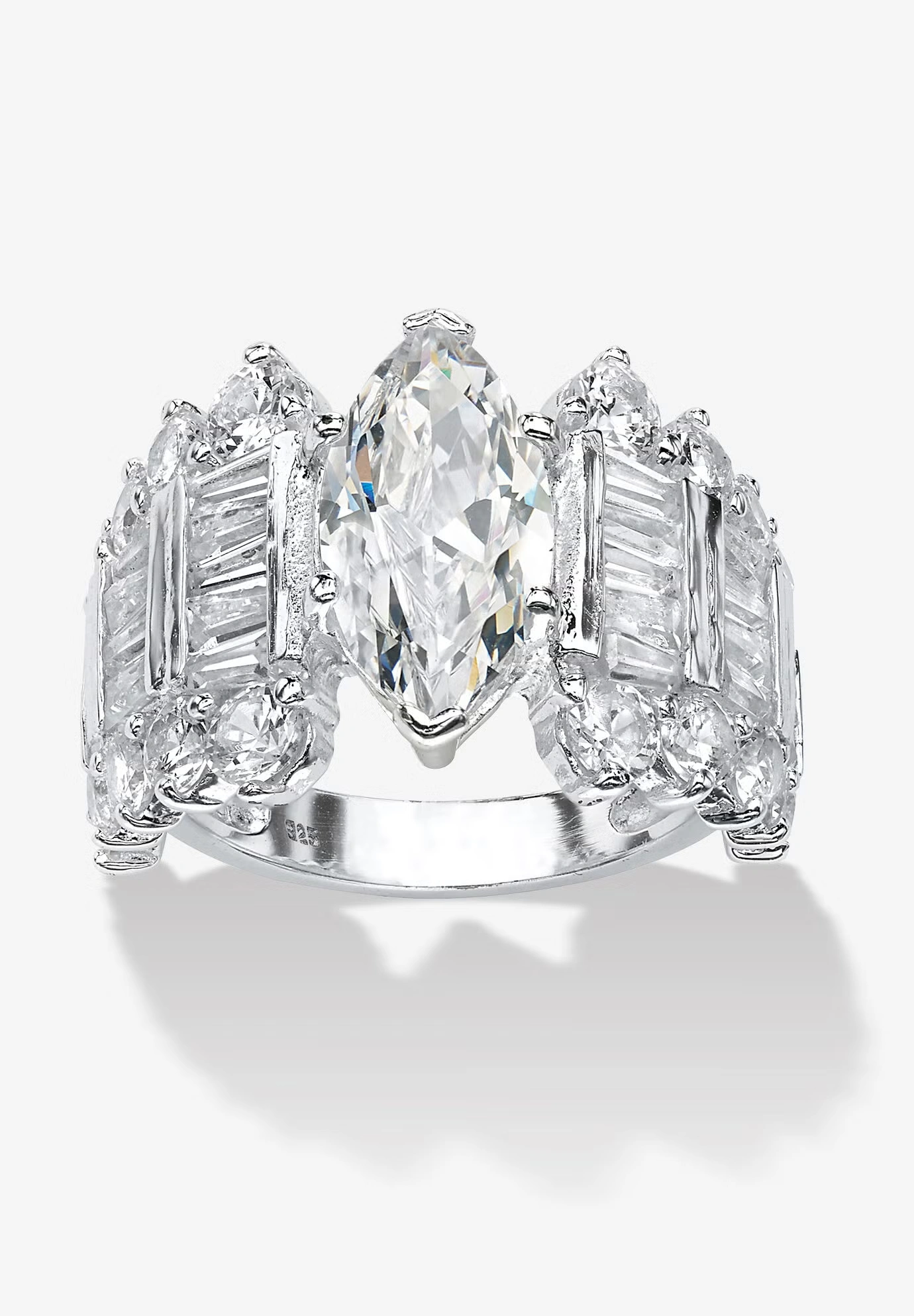 6.55 Tcw Marquise-Cut Cubic Zirconia Ring In .925 Sterling Silver