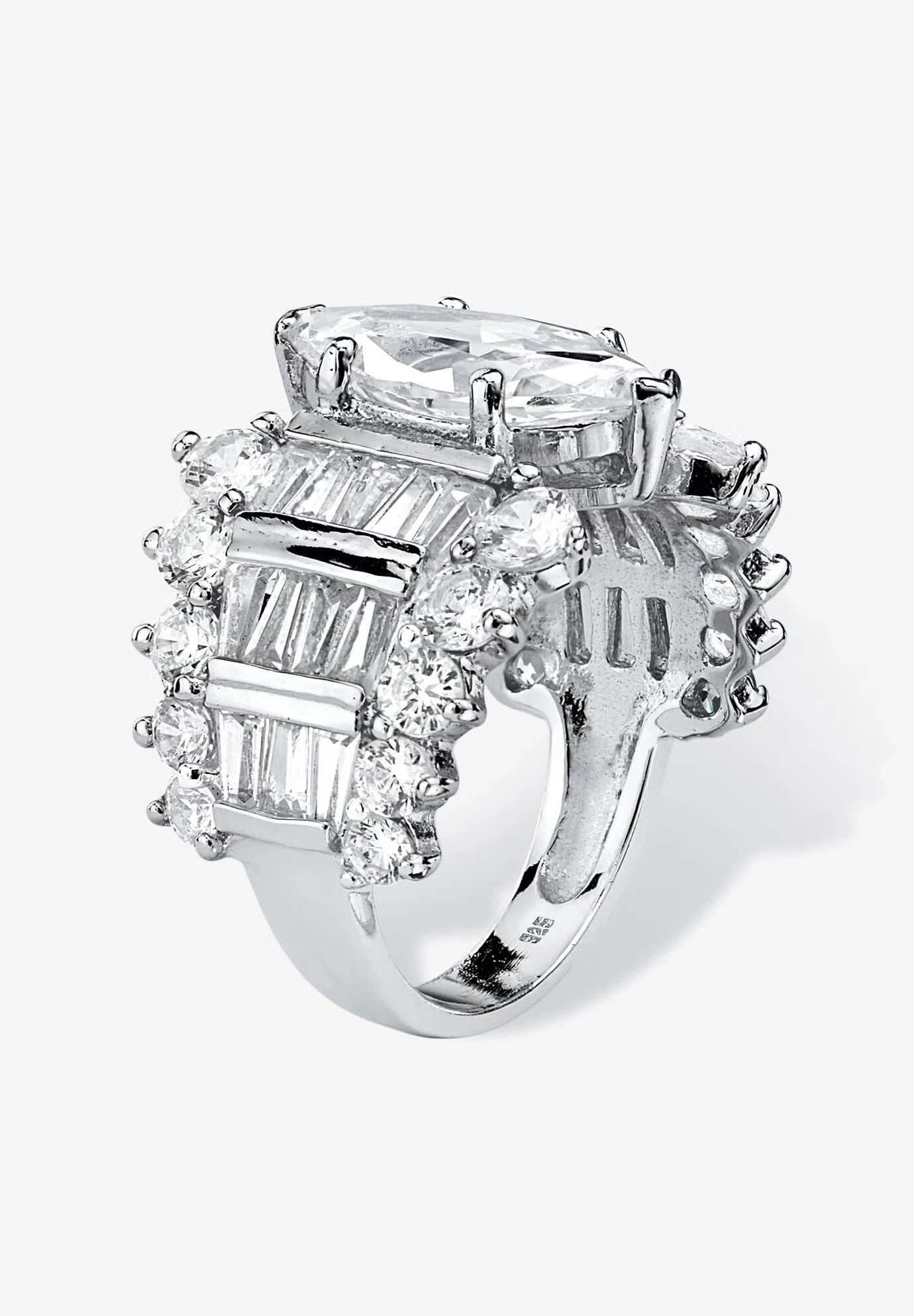 6.55 Tcw Marquise-Cut Cubic Zirconia Ring In .925 Sterling Silver