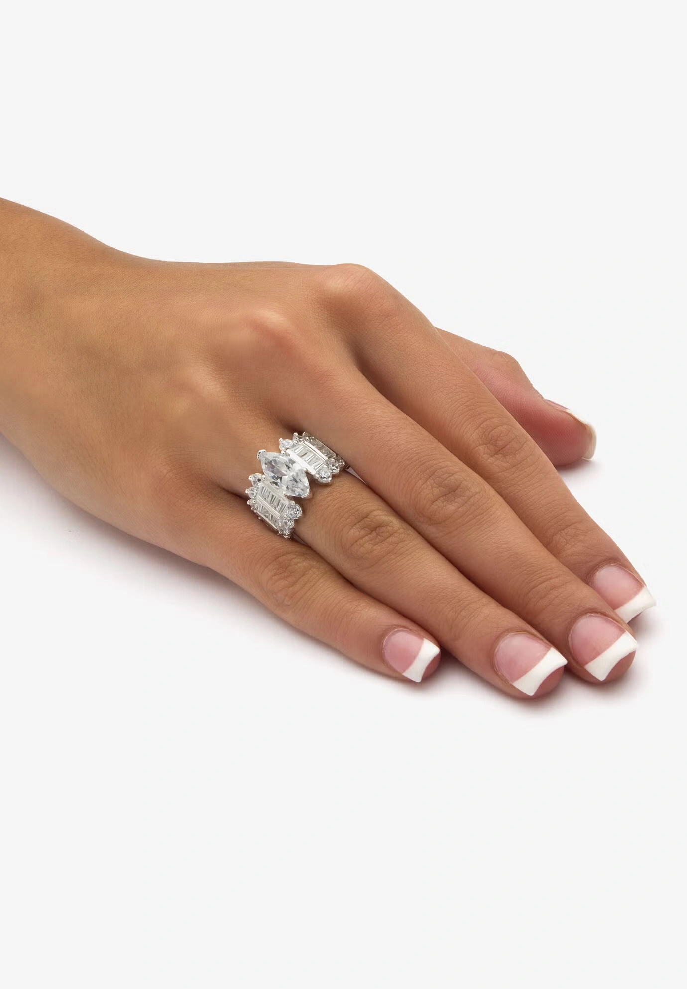 6.55 Tcw Marquise-Cut Cubic Zirconia Ring In .925 Sterling Silver