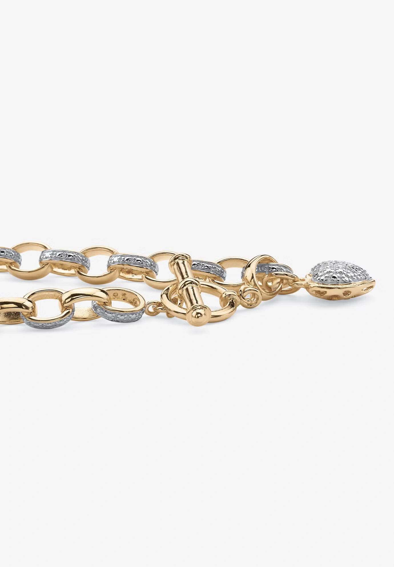 Diamond Accent Heart Charm Bracelet In Gold-Plated Sterling Silver