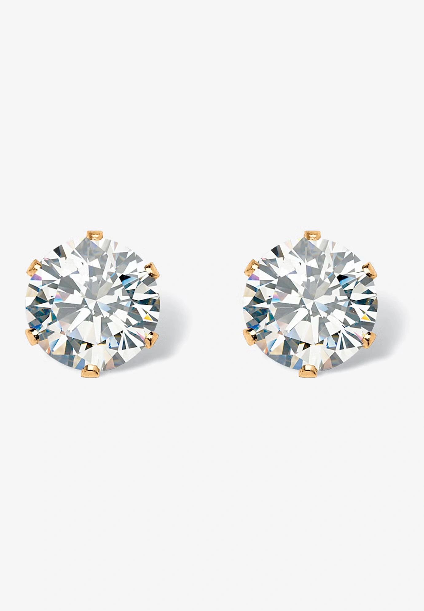 1.96 Cttw. Goldtone Round Cubic Zirconia Stud Earrings
