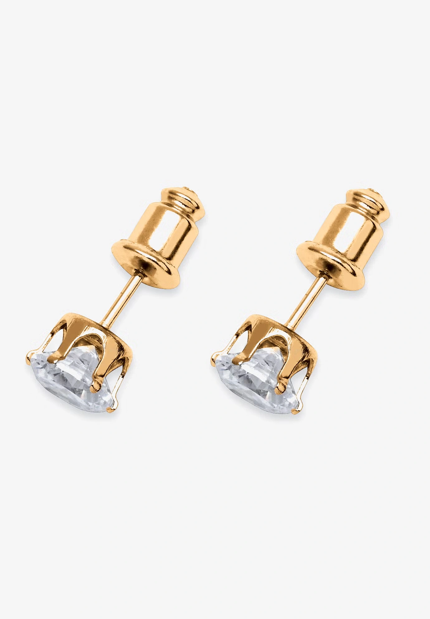 1.96 Cttw. Goldtone Round Cubic Zirconia Stud Earrings