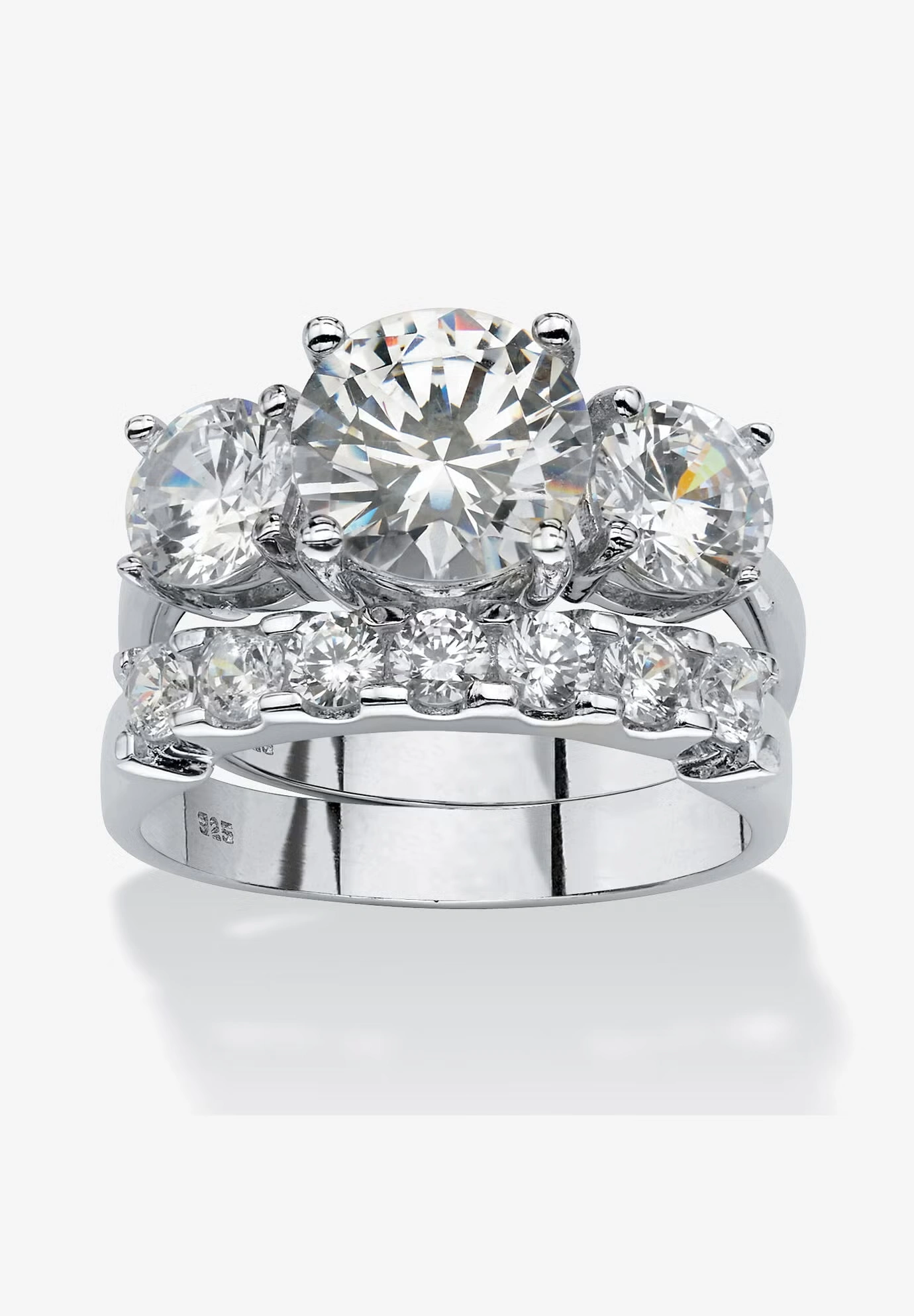 2 Piece 5.66 Tcw Cz Bridal Ring Set In Platinum-Plated Sterling Silver