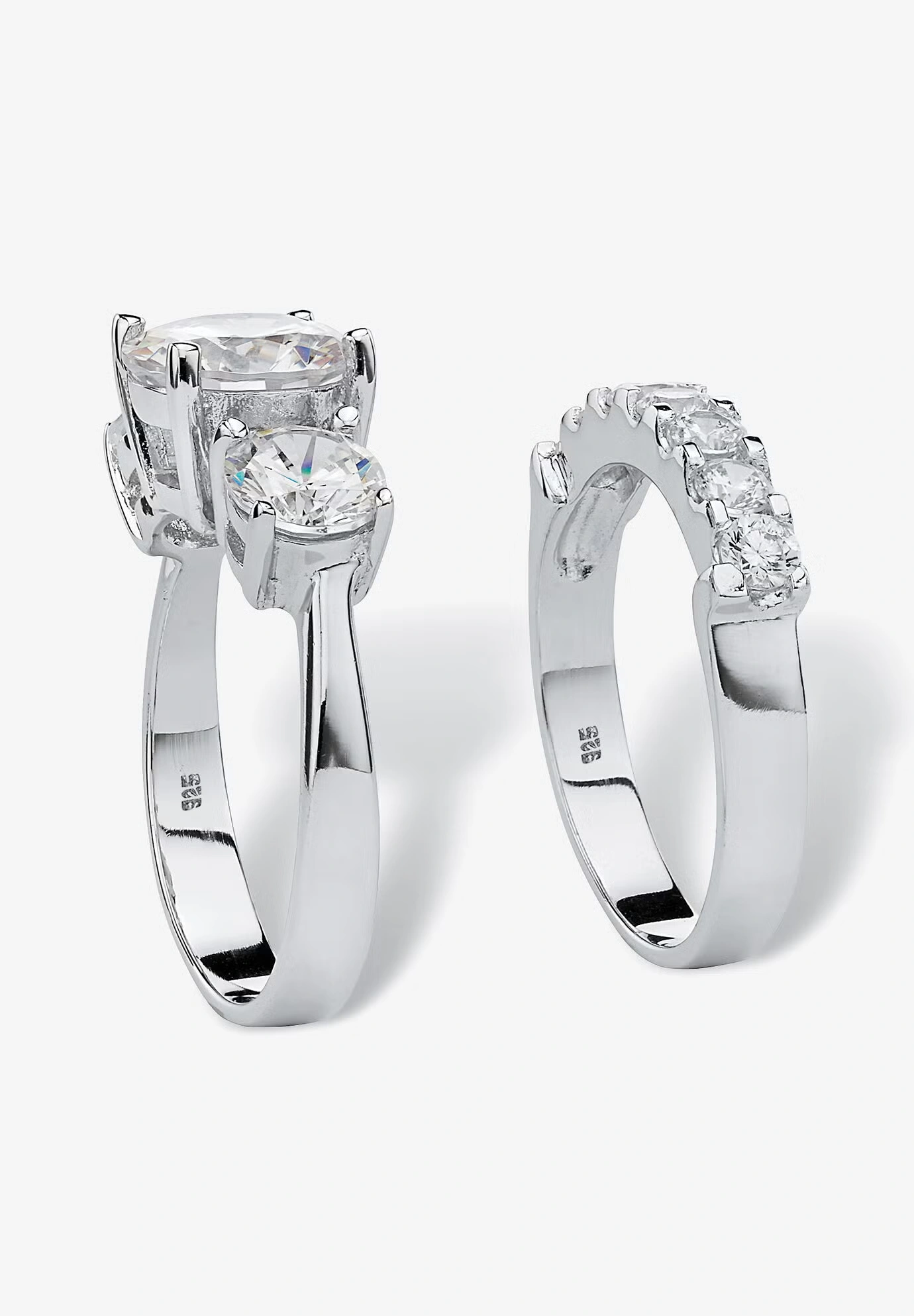 2 Piece 5.66 Tcw Cz Bridal Ring Set In Platinum-Plated Sterling Silver