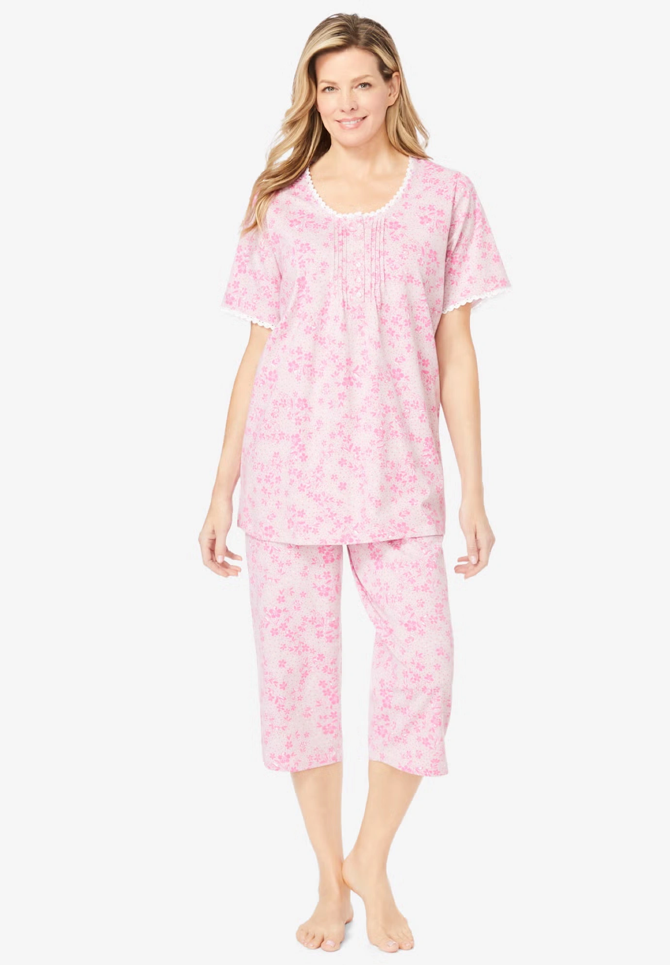 2-Piece Pintuck Tee and Capri Sleep Set