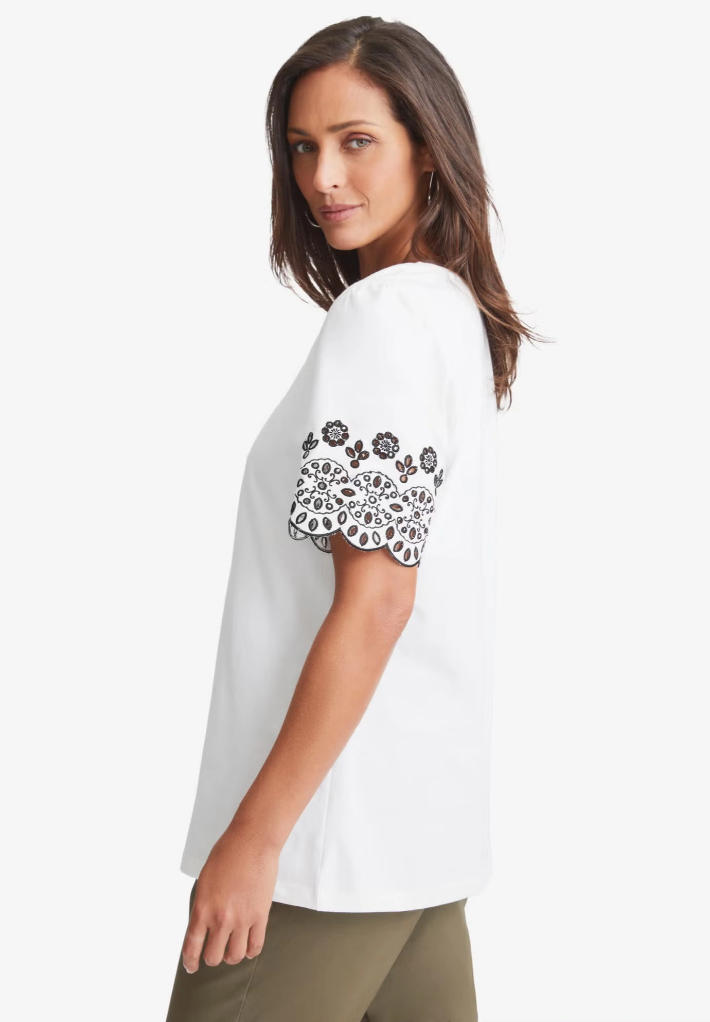Eyelet Scoop-Neck Tee 3 Eyelet Scoop-Neck Tee