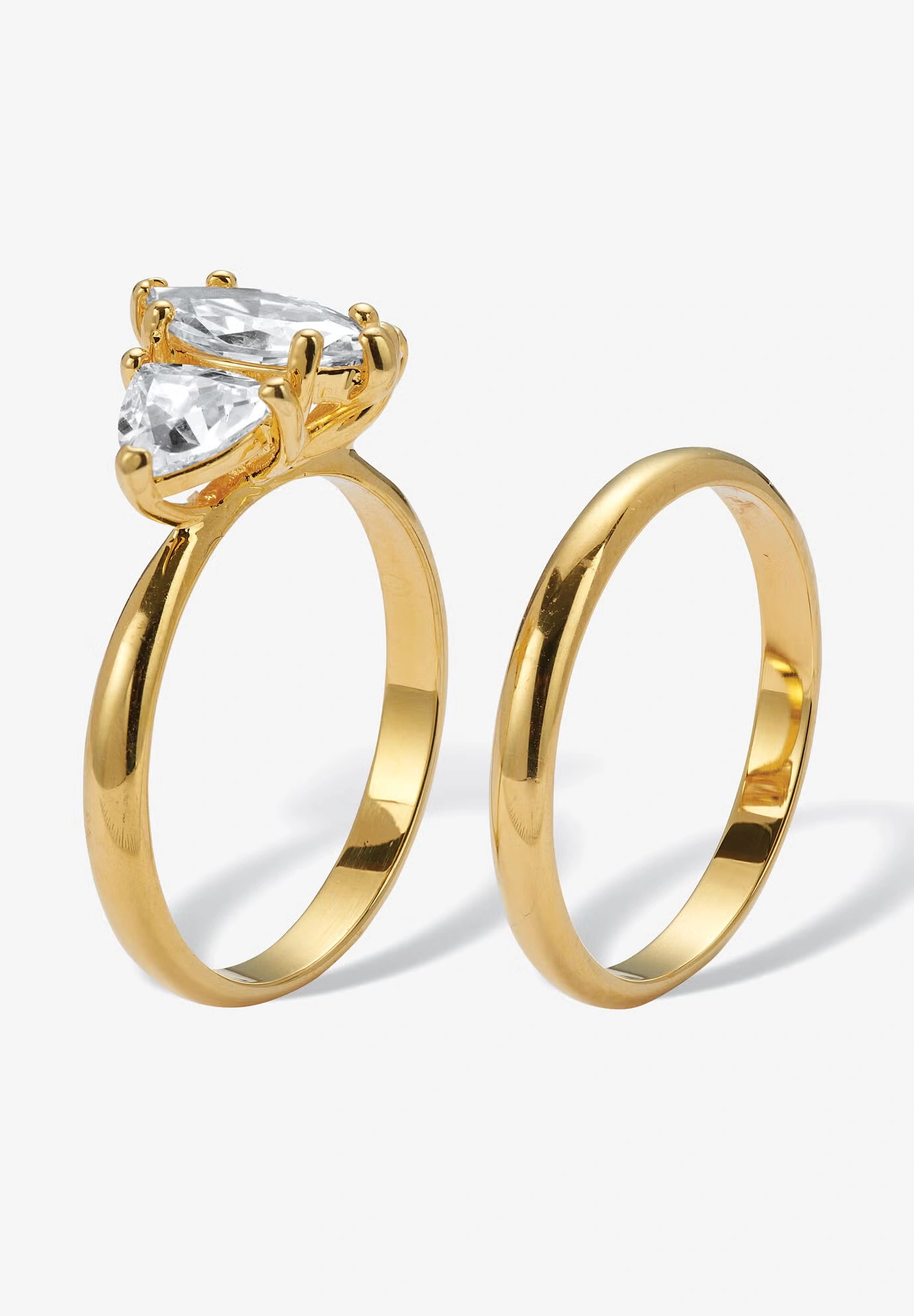 2 Tcw Marquise Cubic Zirconia 14K Yellow Gold-Plated Bridal Ring Set