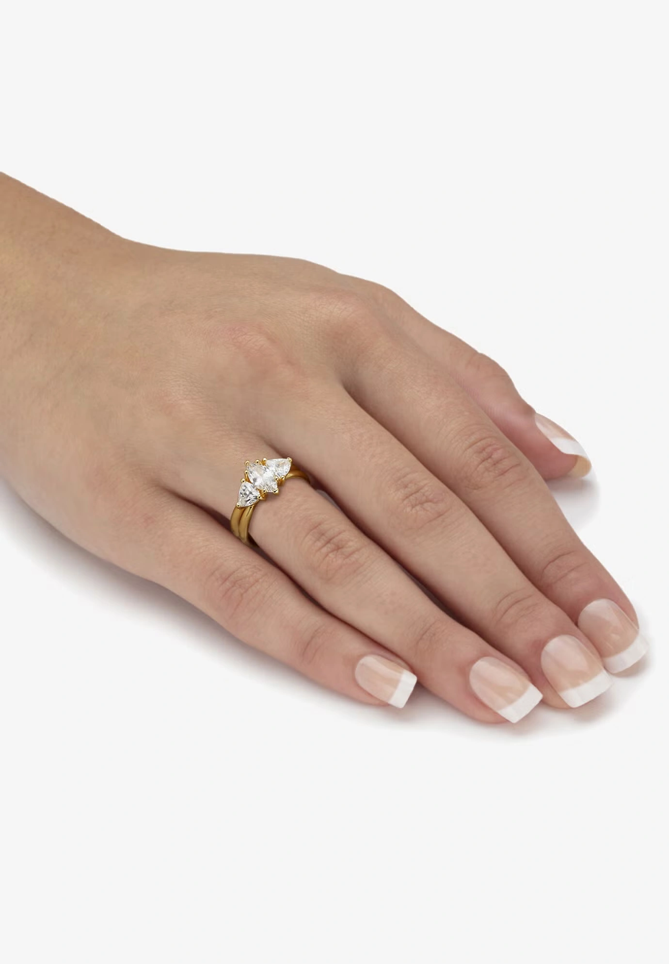 2 Tcw Marquise Cubic Zirconia 14K Yellow Gold-Plated Bridal Ring Set