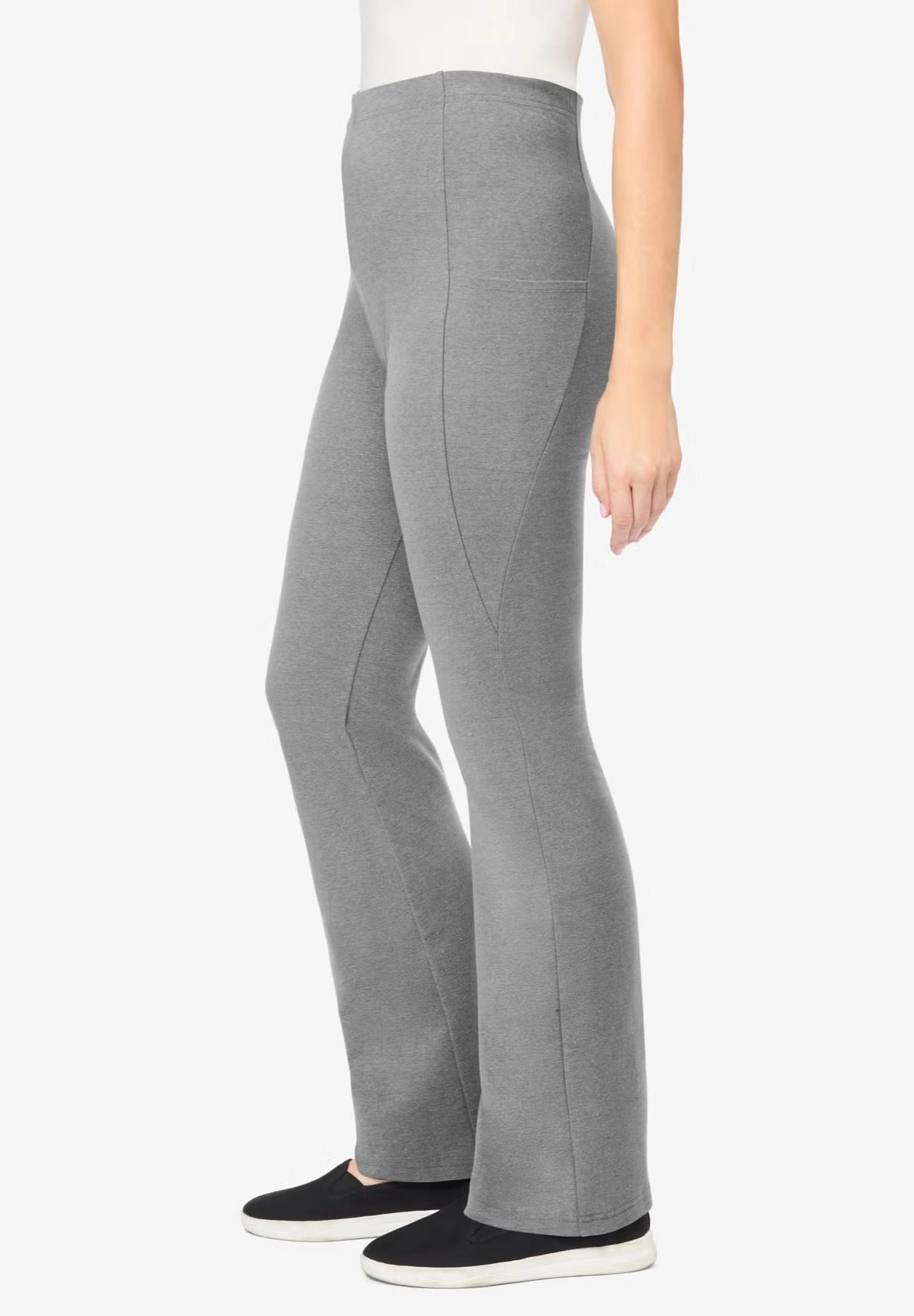 Stretch-Cotton Knit Pull-On Bootcut Pocket Leggings 3 Stretch-Cotton Knit Pull-On Bootcut Pocket Leggings