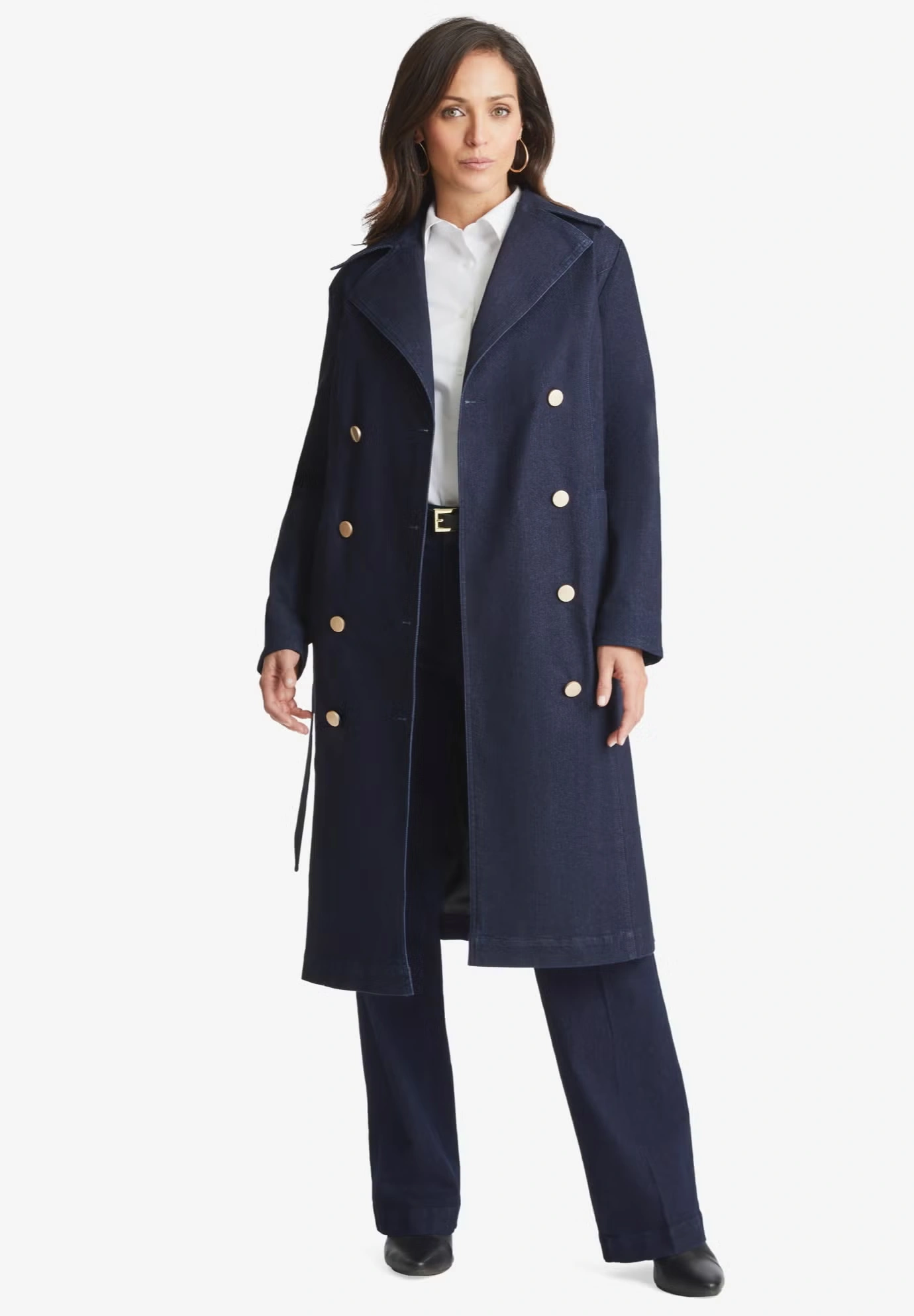 Refined Denim Trench Coat