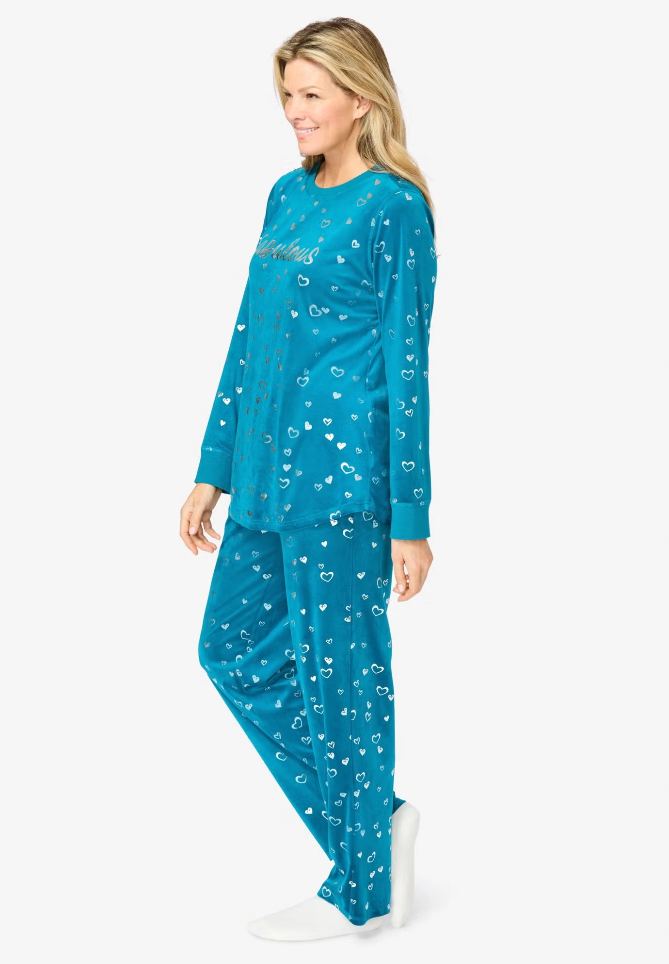 Dreams & Co. ® Velour Pajama with FREE Fuzzy Socks 3 Dreams & Co. ® Velour Pajama with FREE Fuzzy Socks