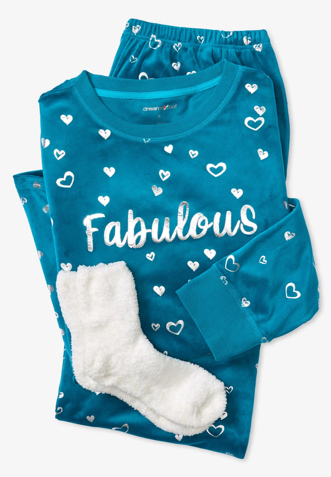 Dreams & Co. ® Velour Pajama with FREE Fuzzy Socks 4 Dreams & Co. ® Velour Pajama with FREE Fuzzy Socks
