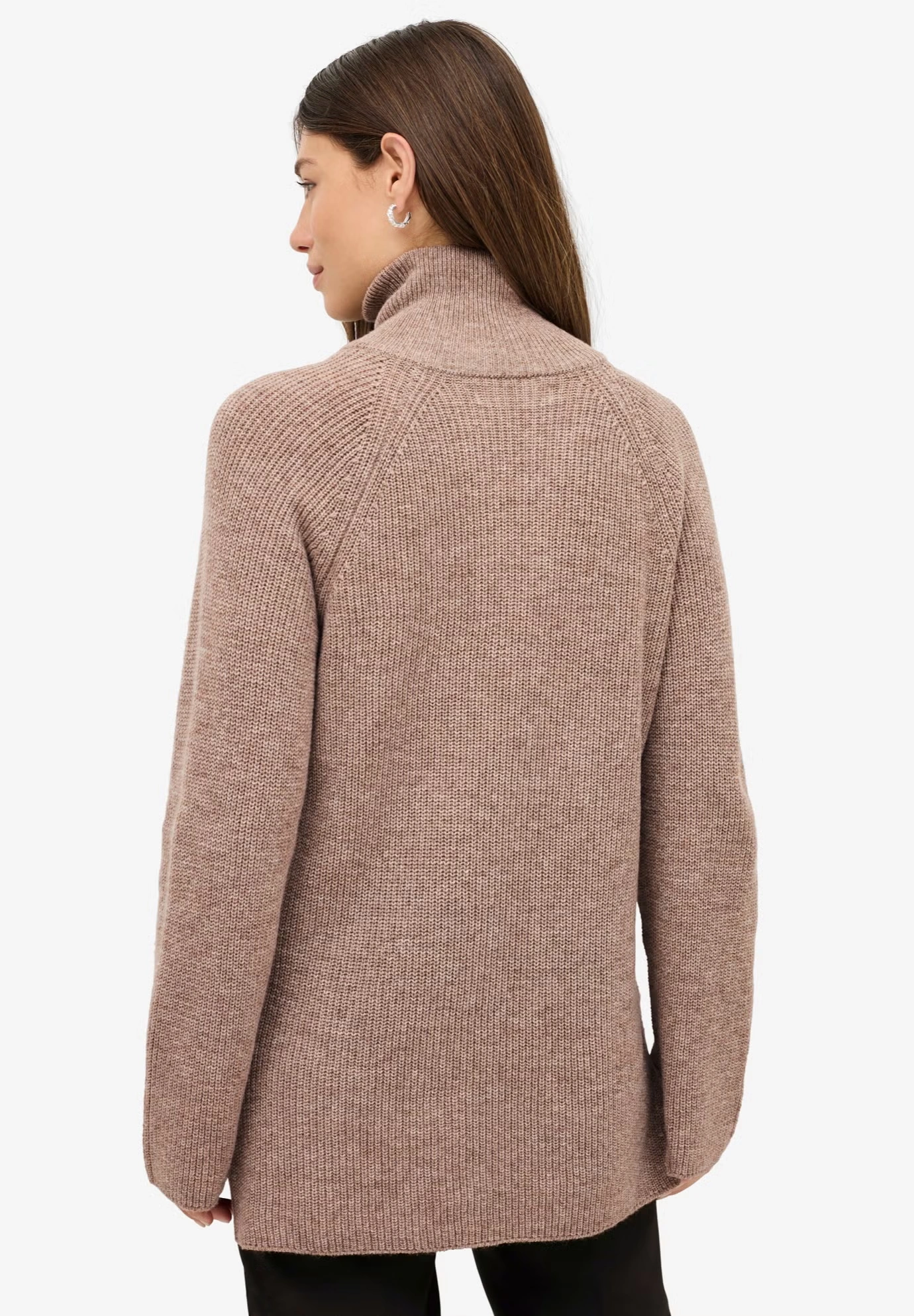 ¼ Zip Sweater Tunic With Side Slits