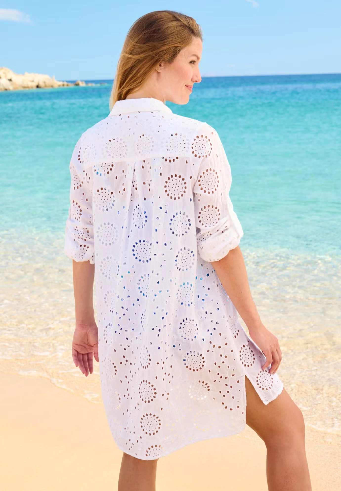 Eyelet Cover-Up Shirt