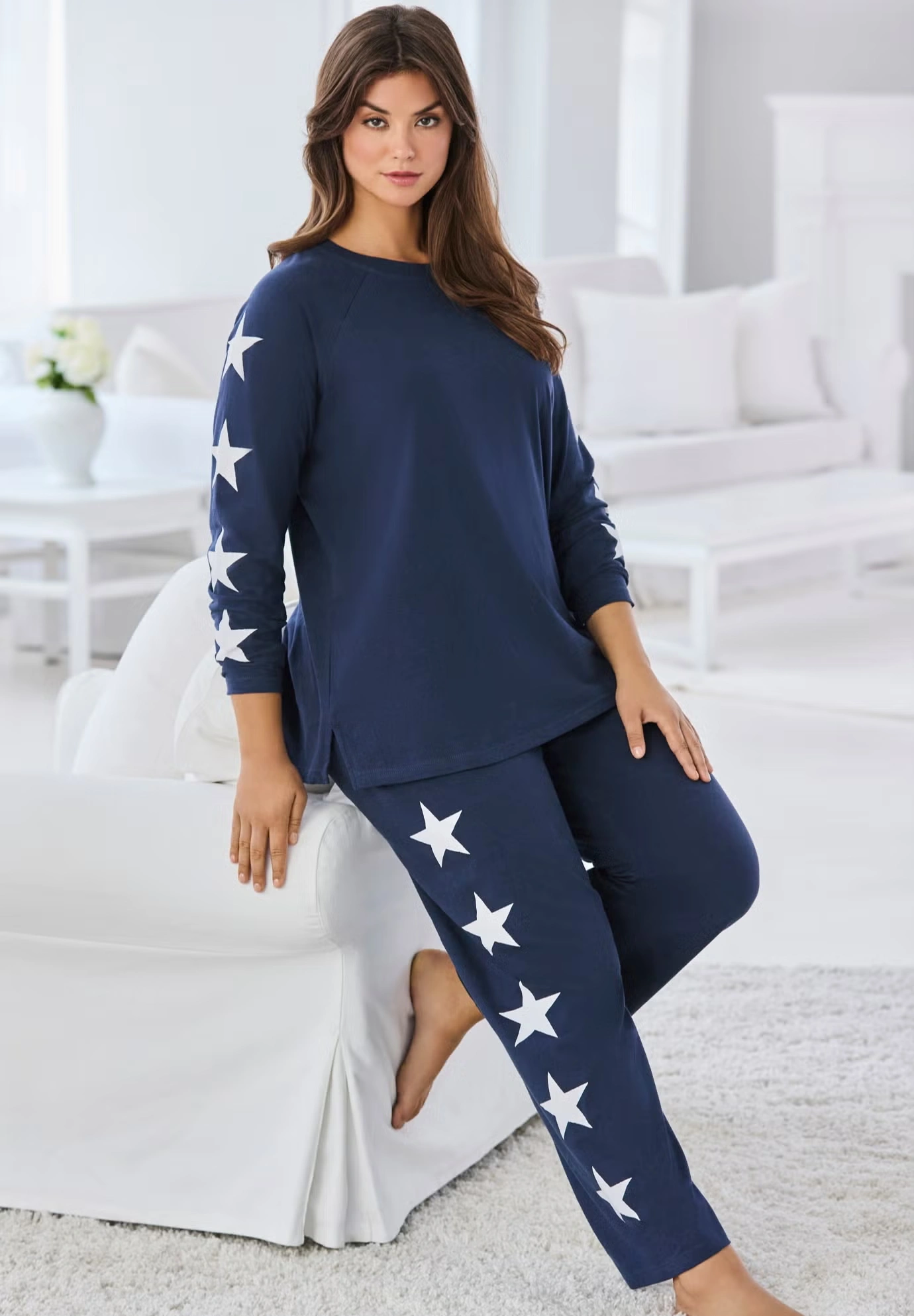 Dreams & Co® Side Print Pajama Set 7 Dreams & Co® Side Print Pajama Set