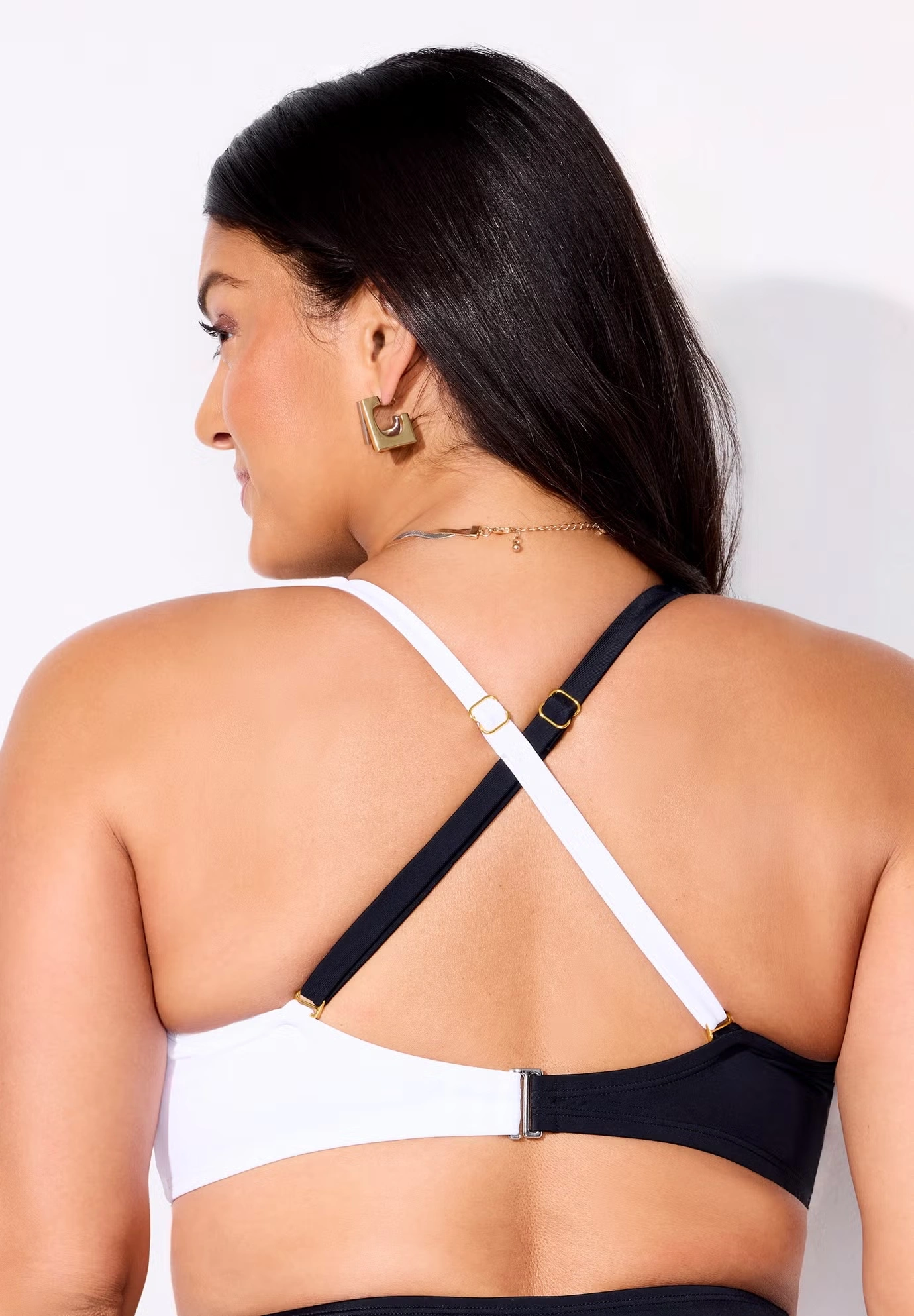 High Neck Color Block Bikini Top