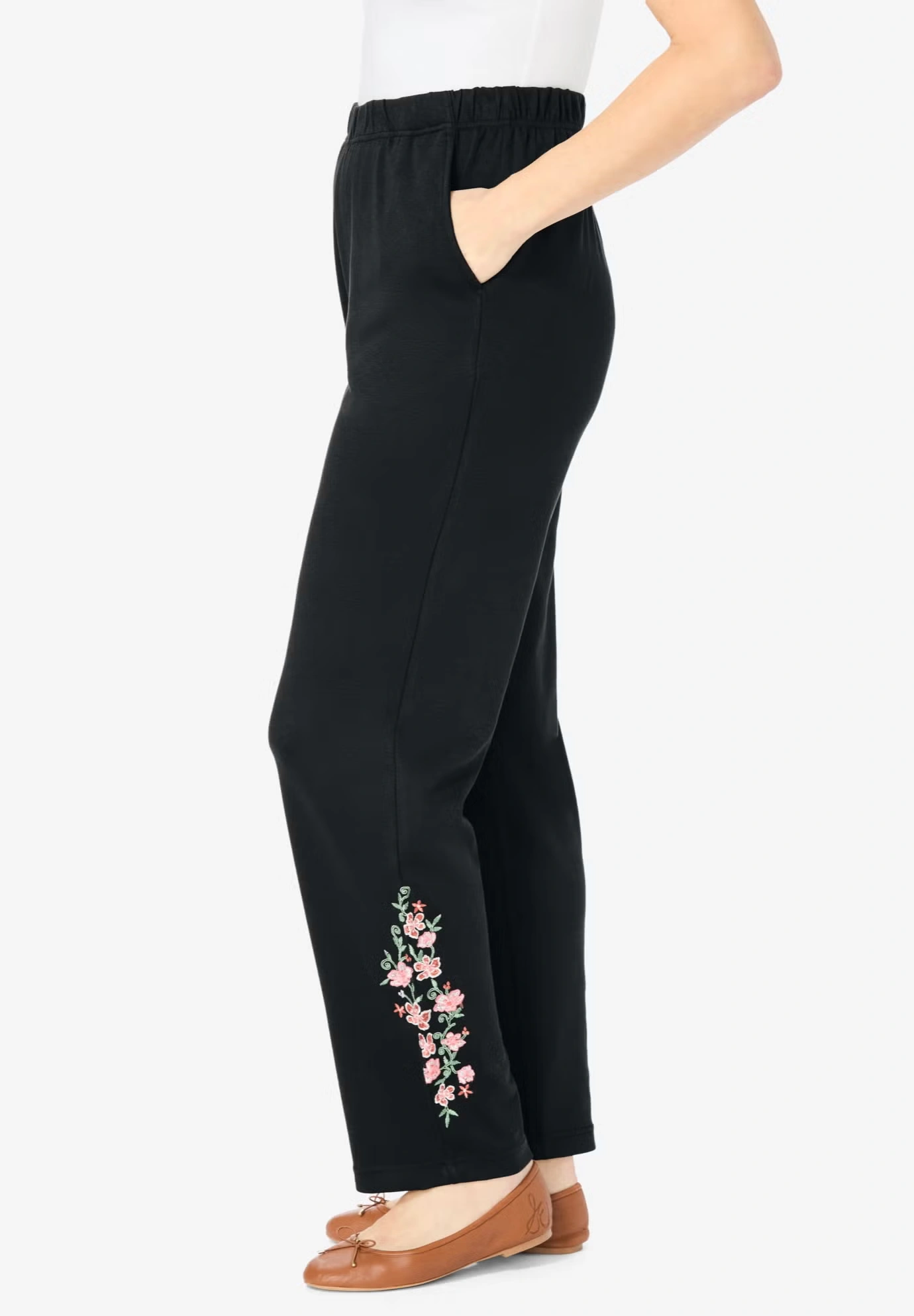 7-Day Knit Embroidered Straight-Leg Pull-On Pants 4 7-Day Knit Embroidered Straight-Leg Pull-On Pants