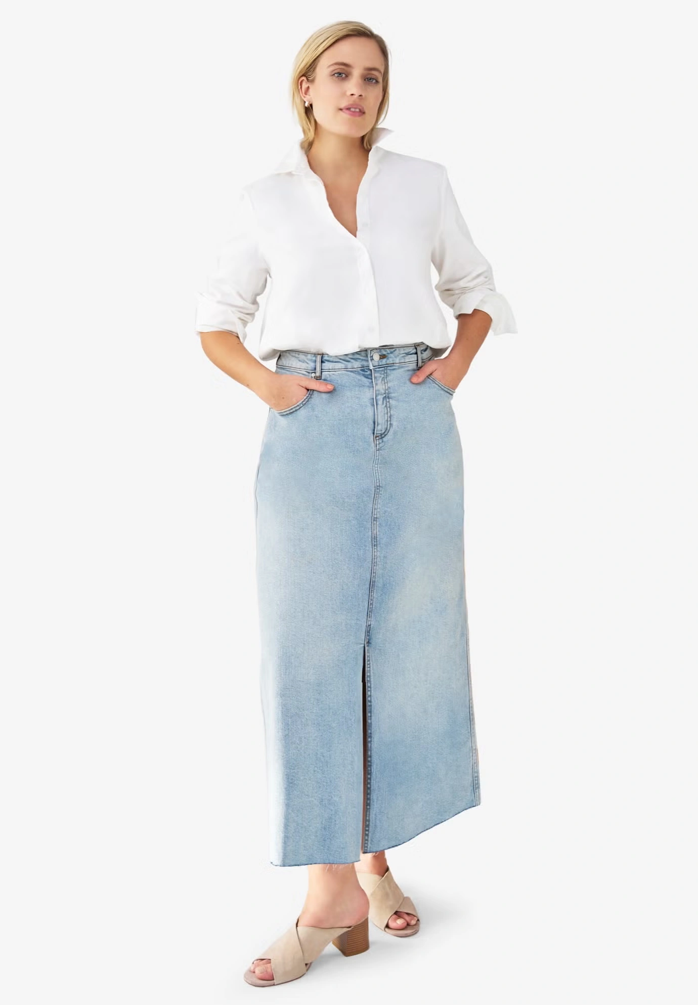 5 Pocket Denim Maxi Skirt