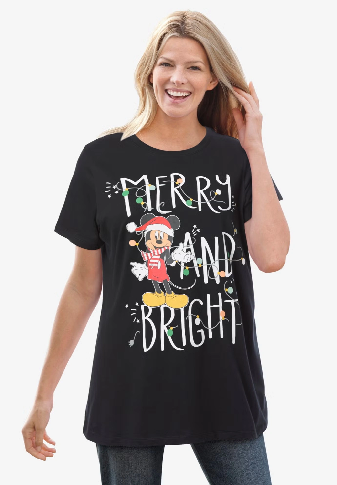 Disney Black Mickey Merry & Bright Tee