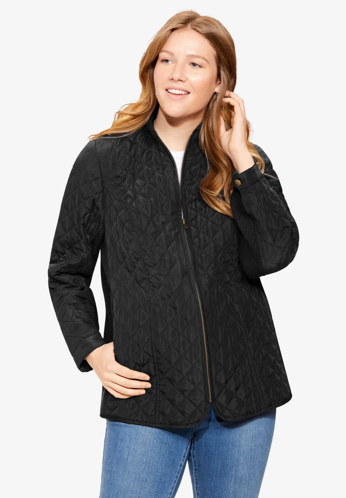 Zip-Front Quilted Jacket