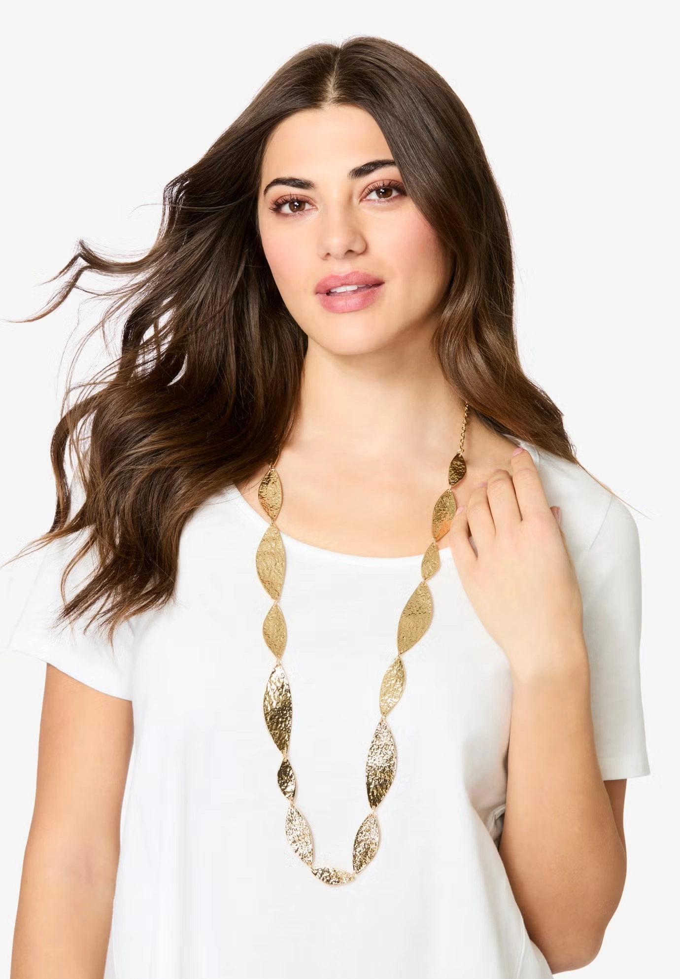 Long Hammered Statement Necklace