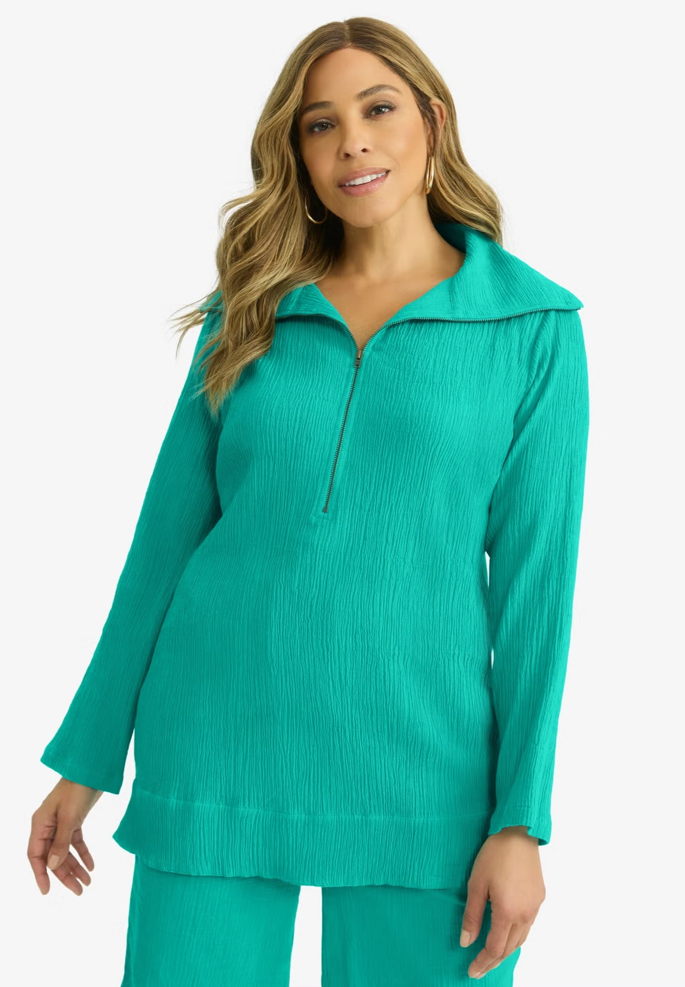 Gauze Half-Zip Tunic