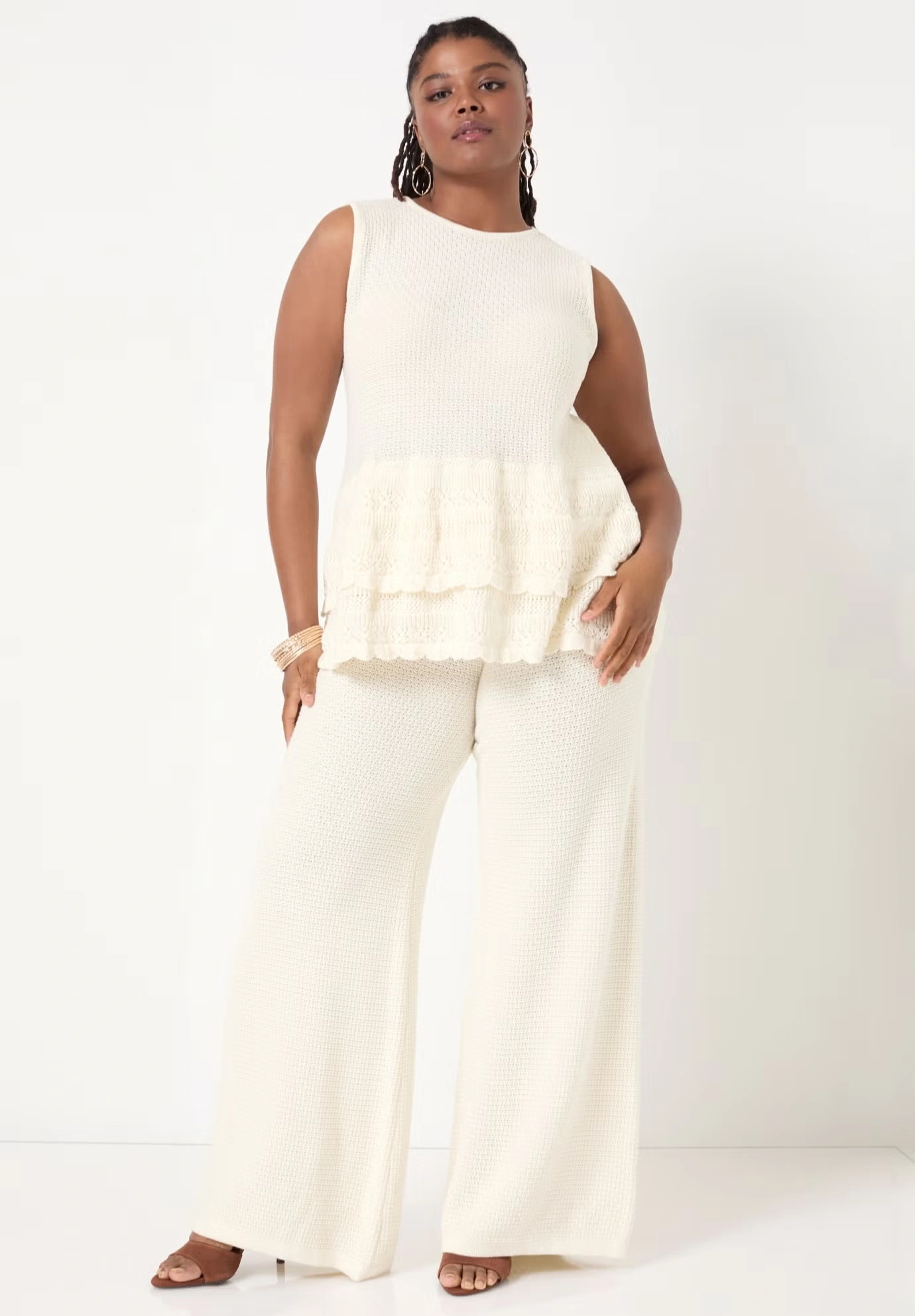 Ruffled-Hem Peplum Tank Top