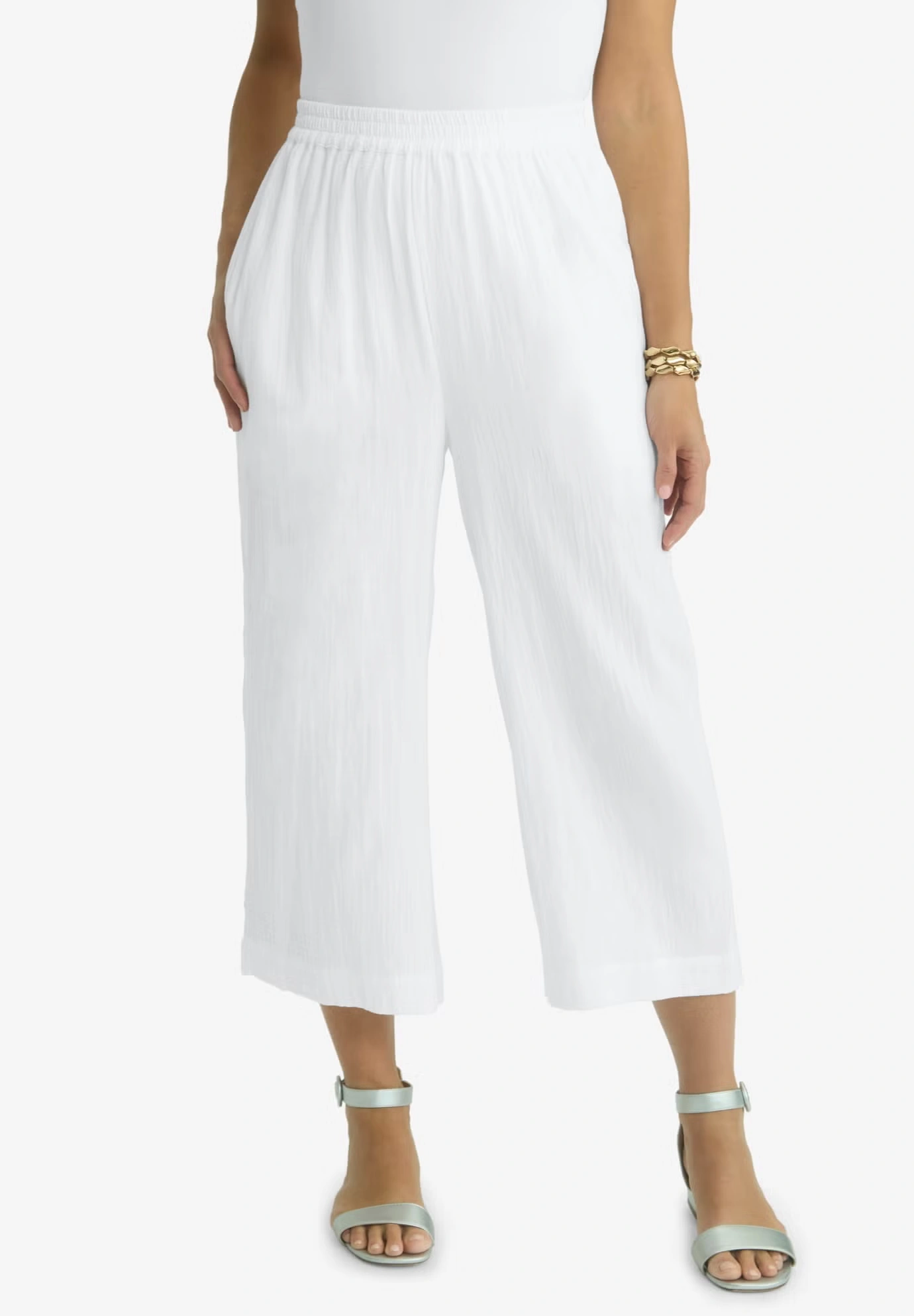 Gauze Wide Leg Crop Pant