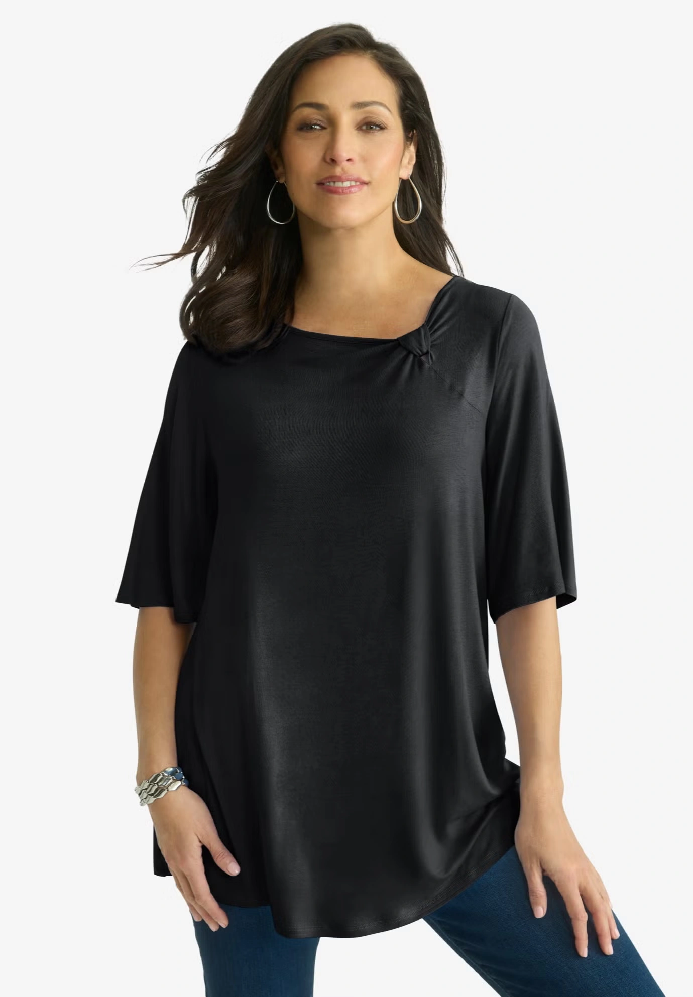 Asymmetrical Twist Neck Tunic