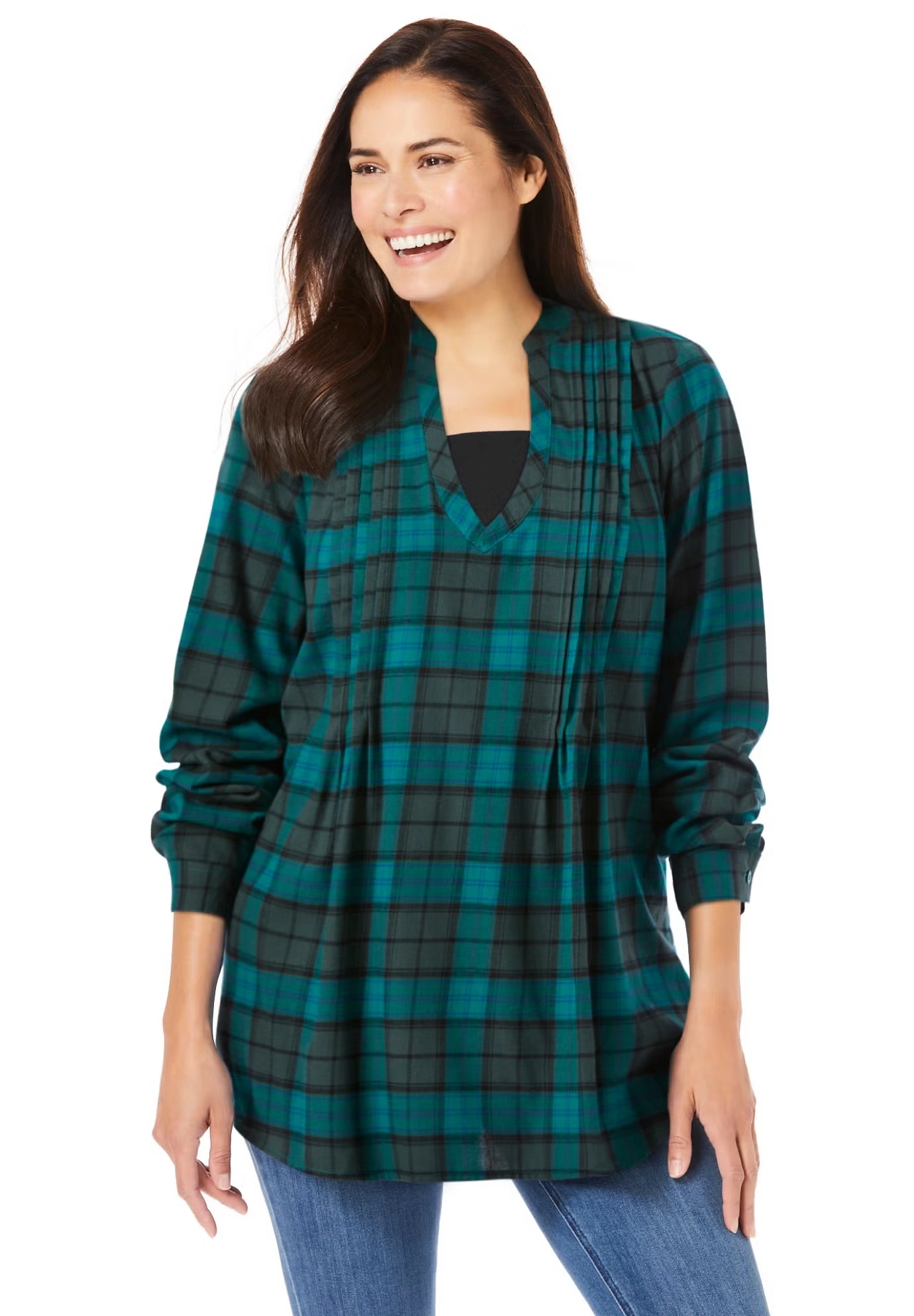 Flannel Tunic With Layered Look