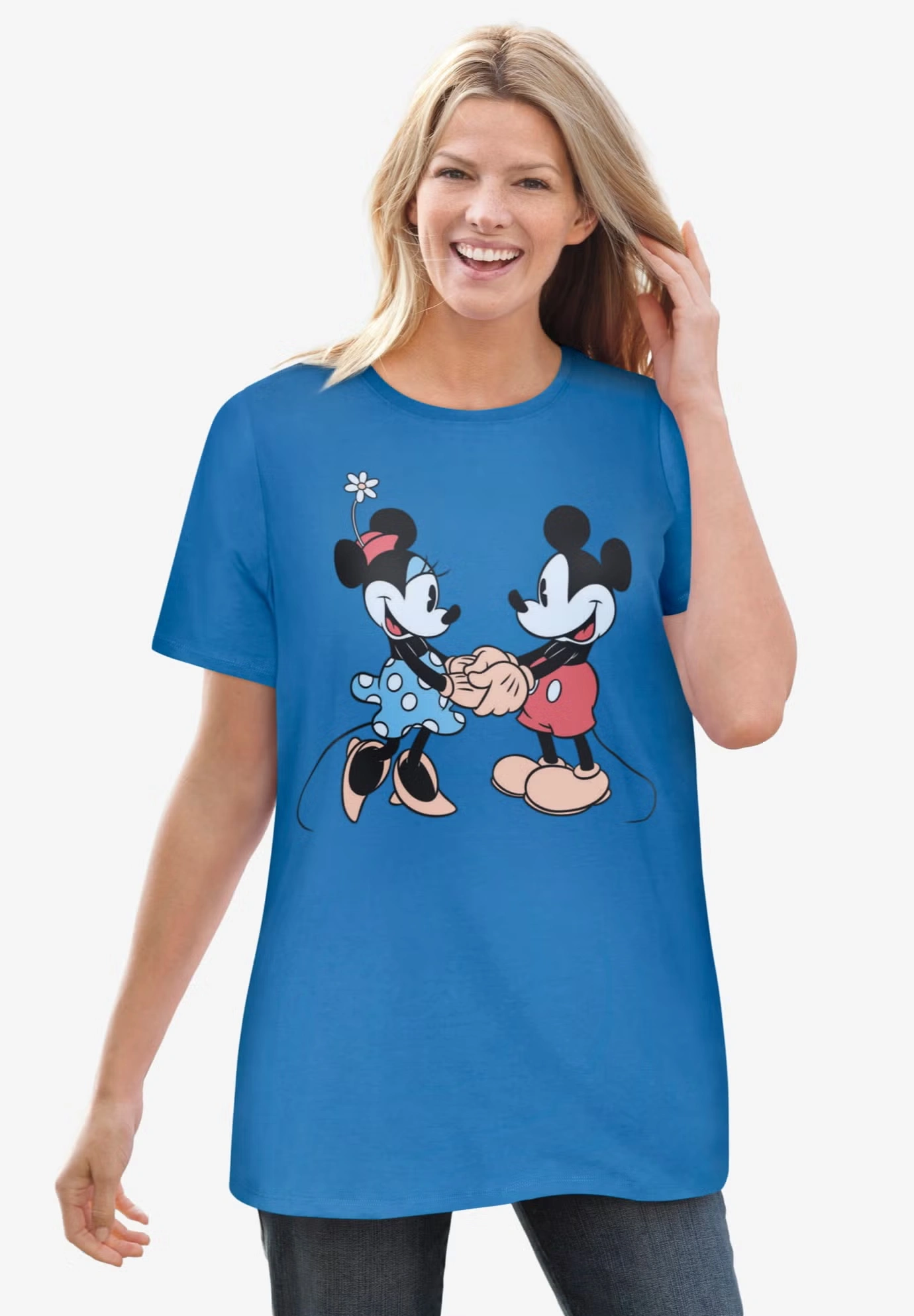Bright Blue Mickey Minnie Crewneck Tee