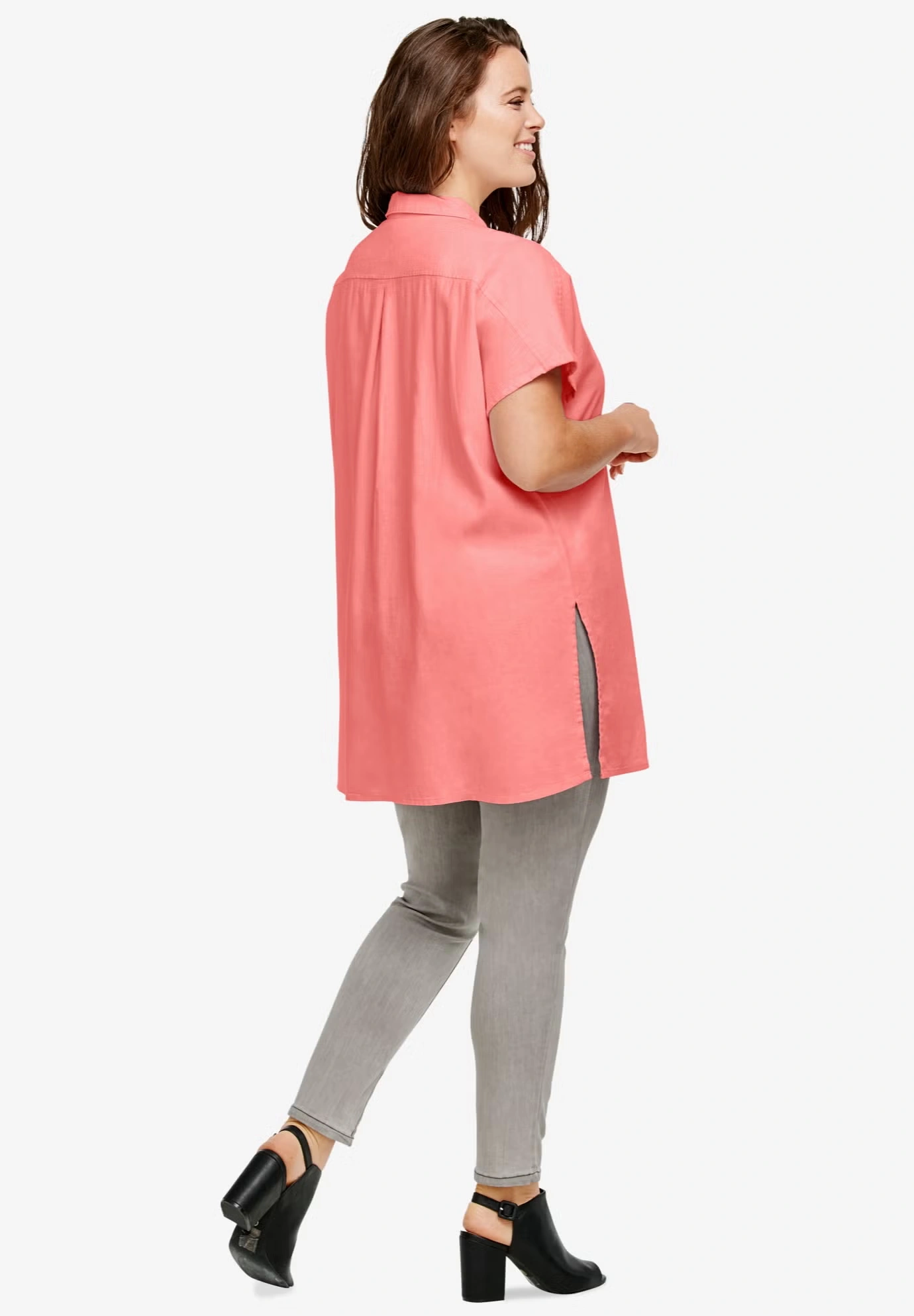 Linen-Blend Button Front Tunic