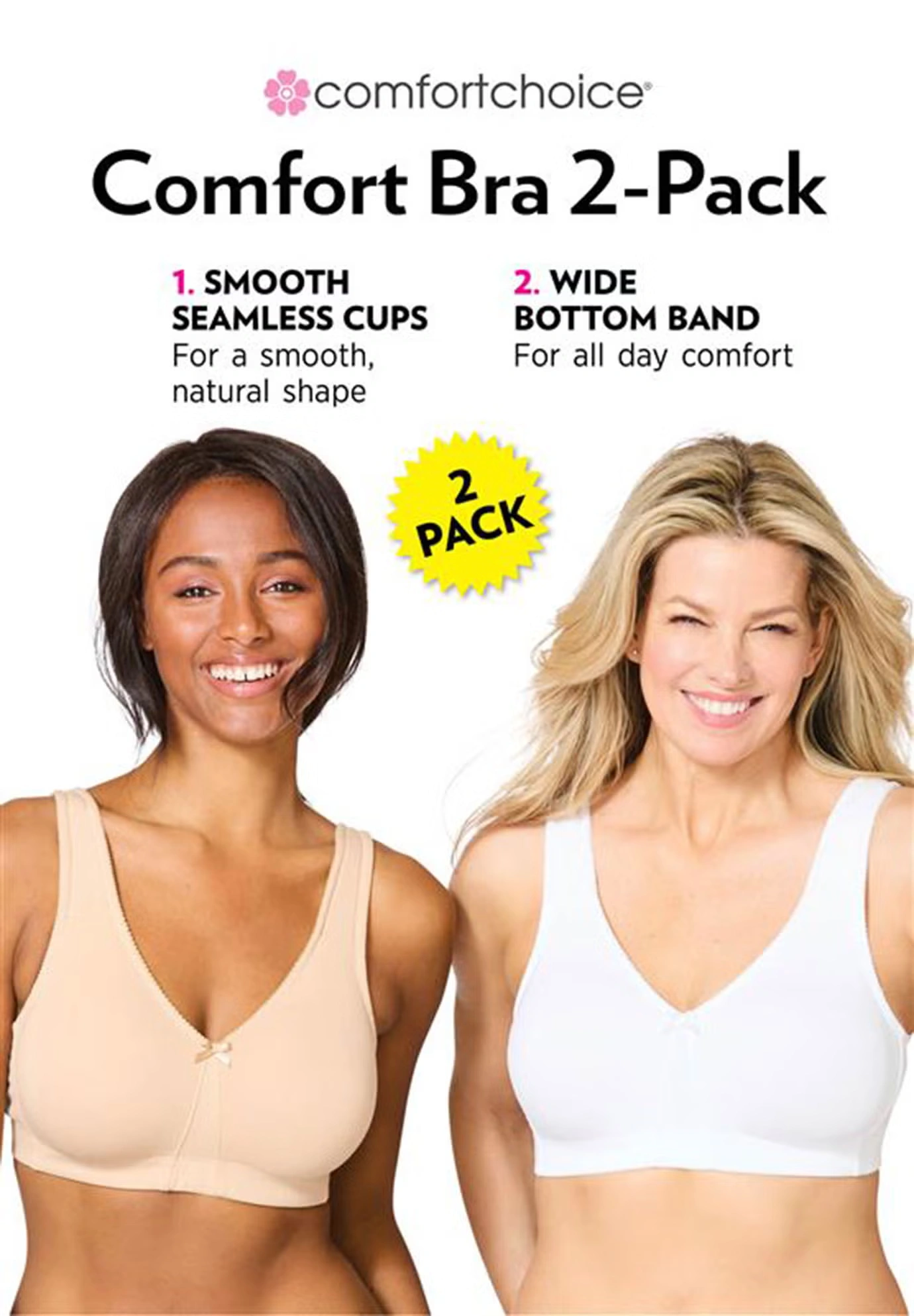 Comfort Choice® 2-Pack Cotton Full Coverage Bra