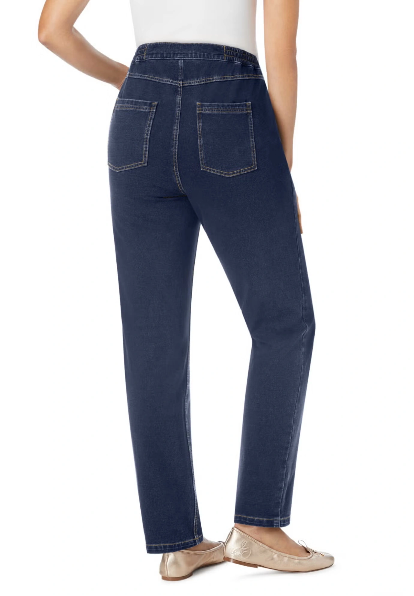 Straight-Leg Stretch Knit Denim Five-Pocket Jeans