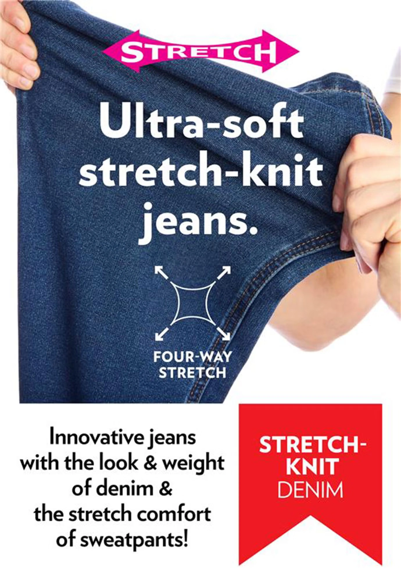 Straight-Leg Stretch Knit Denim Five-Pocket Jeans