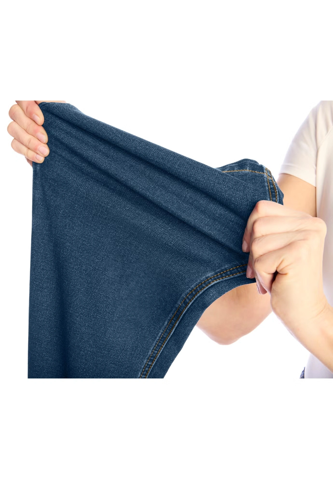 Straight-Leg Stretch Knit Denim Five-Pocket Jeans