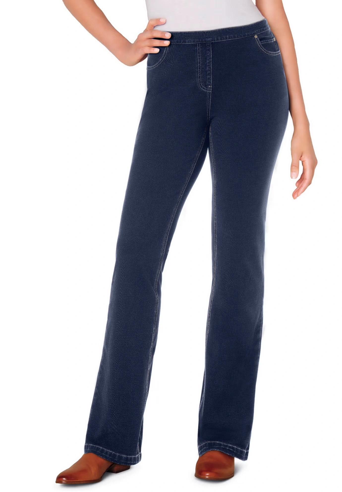 Bootcut Stretch-Knit Denim Five-Pocket Jeans