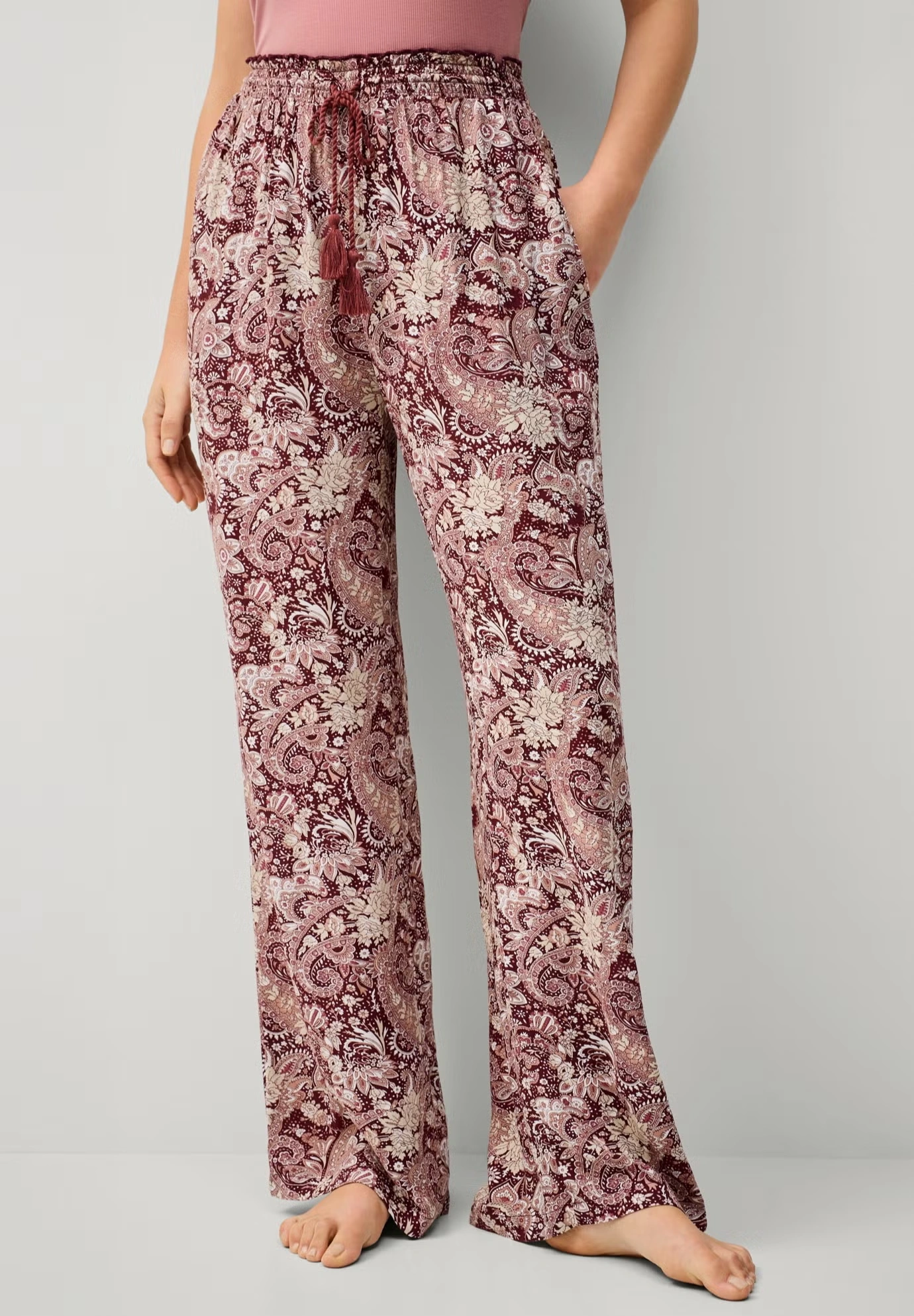 Wide-Leg Sleep Pant with Tassel Drawstring