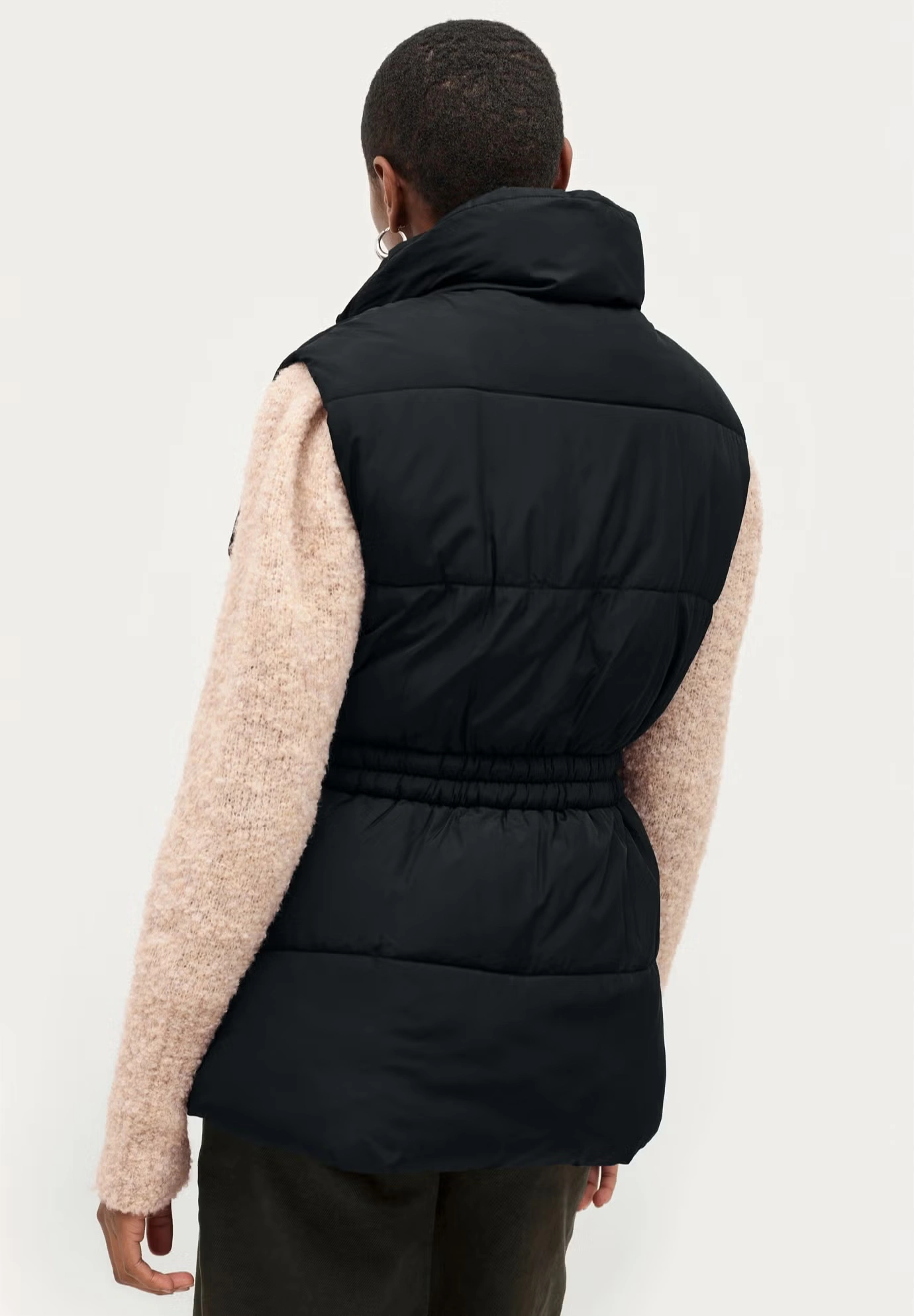 Puffer Vest with Elastic Waist
