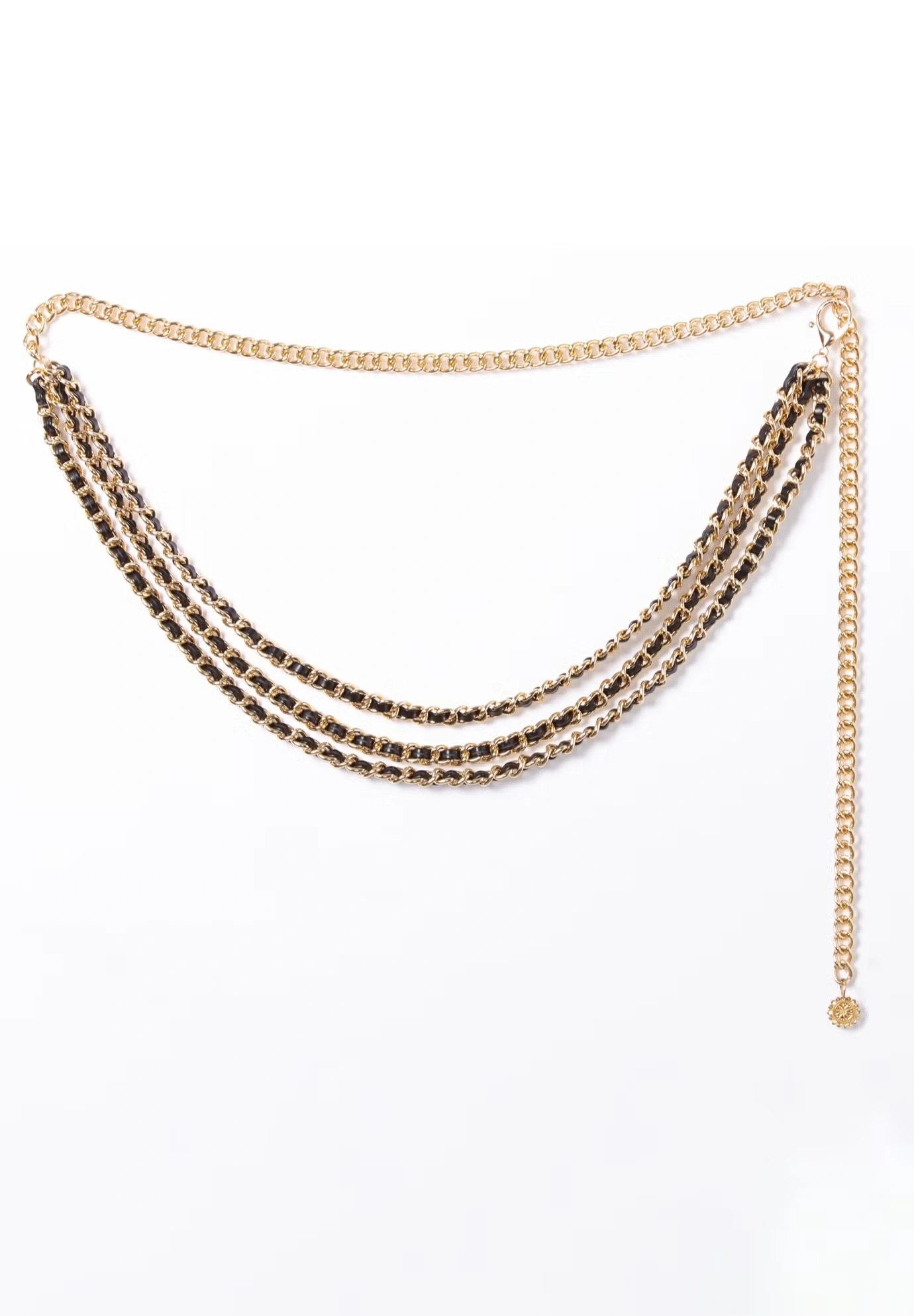 Faux Leather Gold Chain Belt