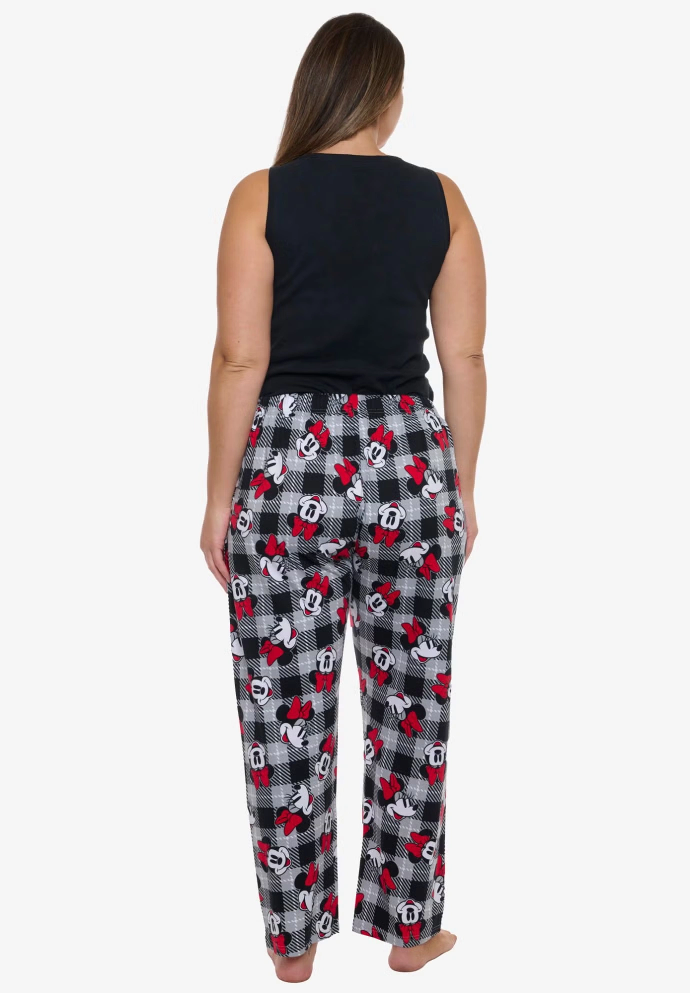 Women's Disney Minnie Mouse Pajama Pants Plaid Red Black
