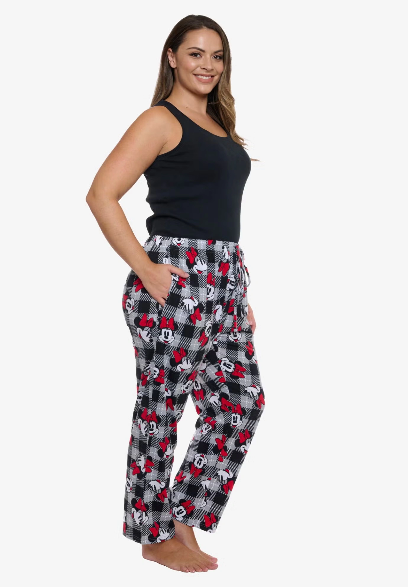Women's Disney Minnie Mouse Pajama Pants Plaid Red Black 3 Women's Disney Minnie Mouse Pajama Pants Plaid Red Black
