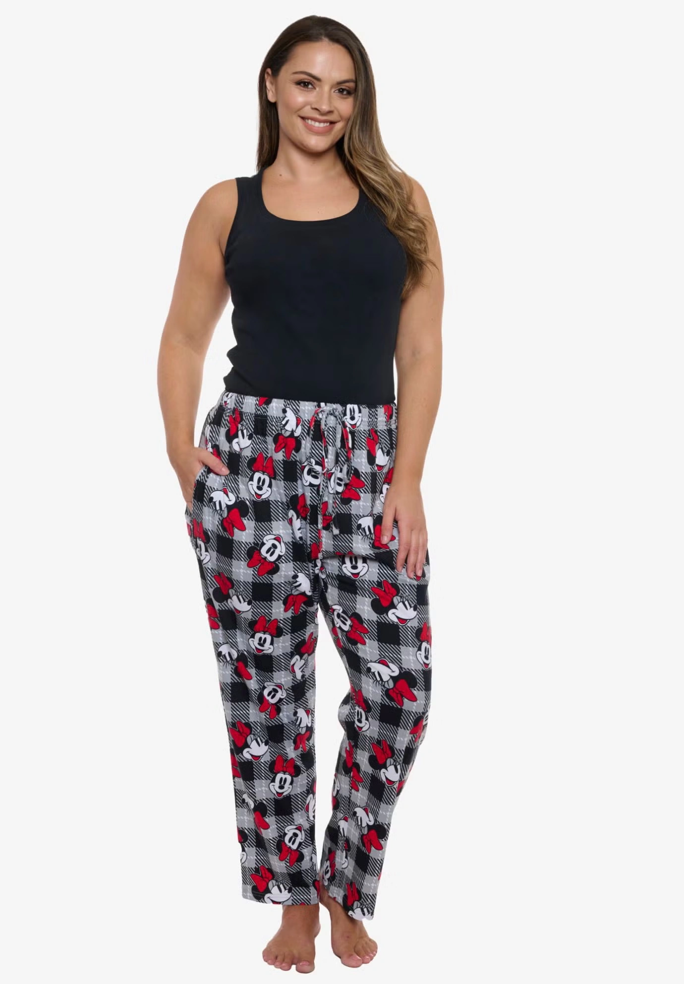 Women's Disney Minnie Mouse Pajama Pants Plaid Red Black 4 Women's Disney Minnie Mouse Pajama Pants Plaid Red Black