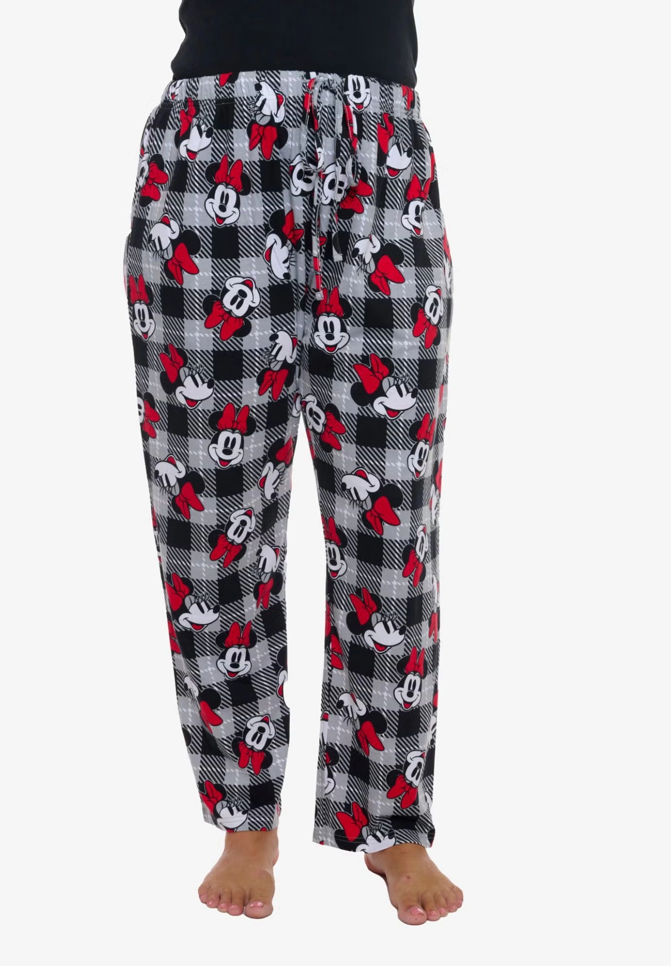 Women's Disney Minnie Mouse Pajama Pants Plaid Red Black 5 Women's Disney Minnie Mouse Pajama Pants Plaid Red Black