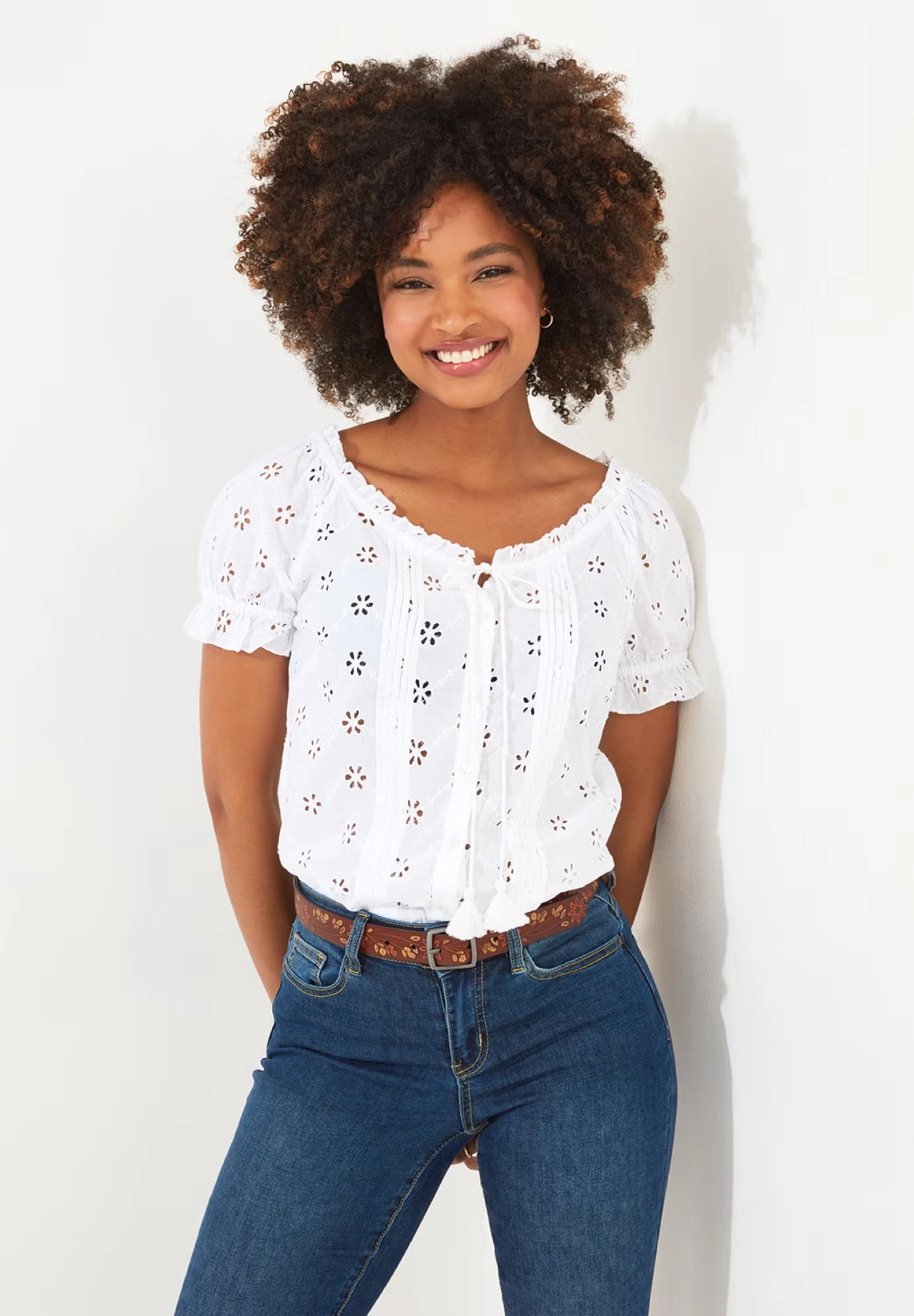 Eyelet Peasant Blouse