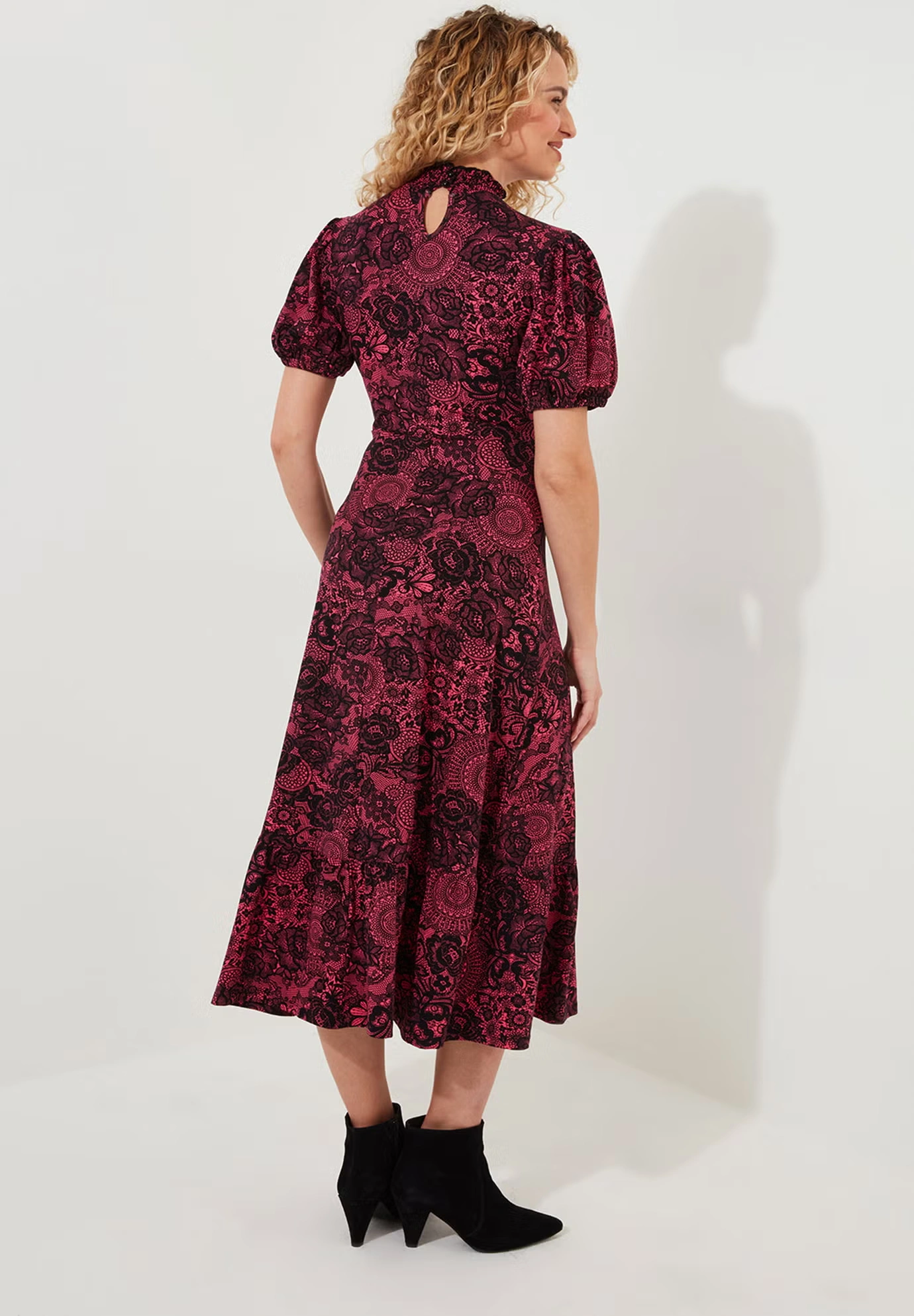 Stretch Knit Mockneck Midi Dress