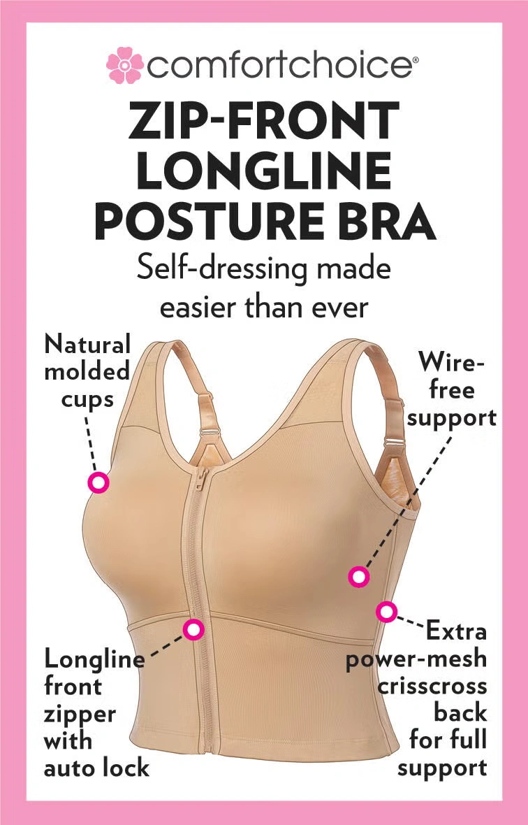 Comfort Choice® Longline Zip-Front Posture Bra 4 Comfort Choice® Longline Zip-Front Posture Bra