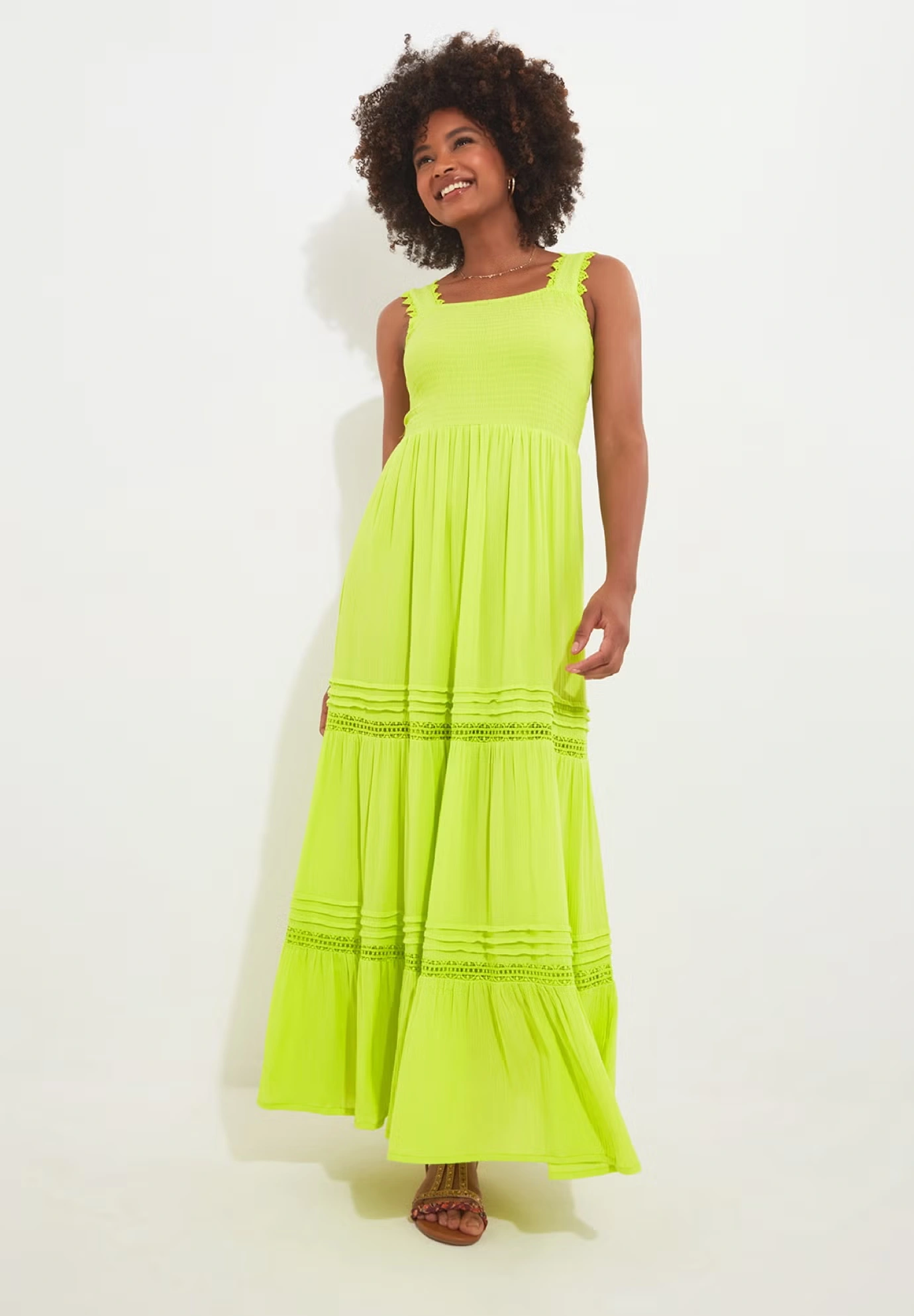 Square Neck Crinkle Maxi Dress